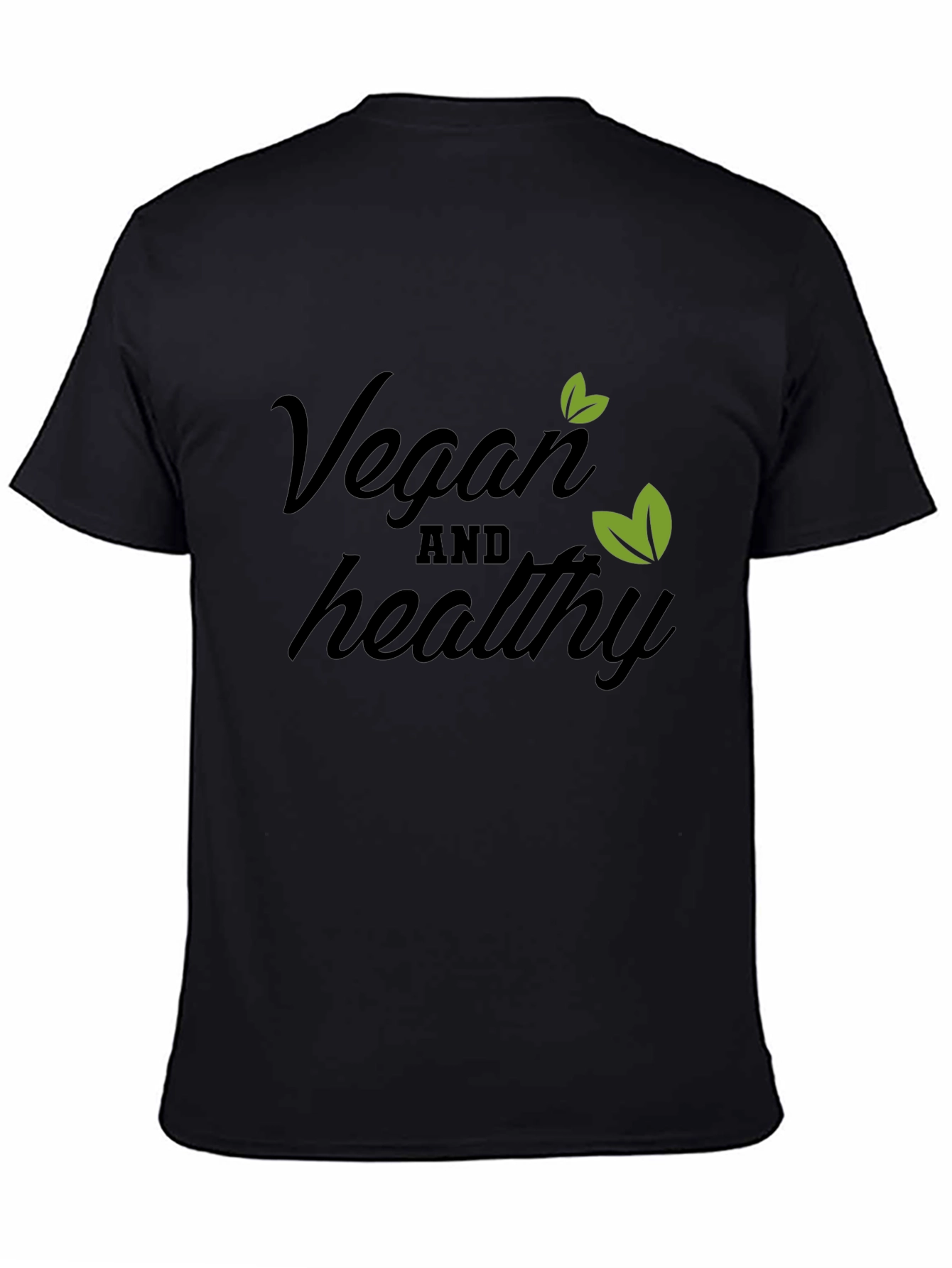 Vegan & Healthy T-Shirt - Black Cotton Blend Tee