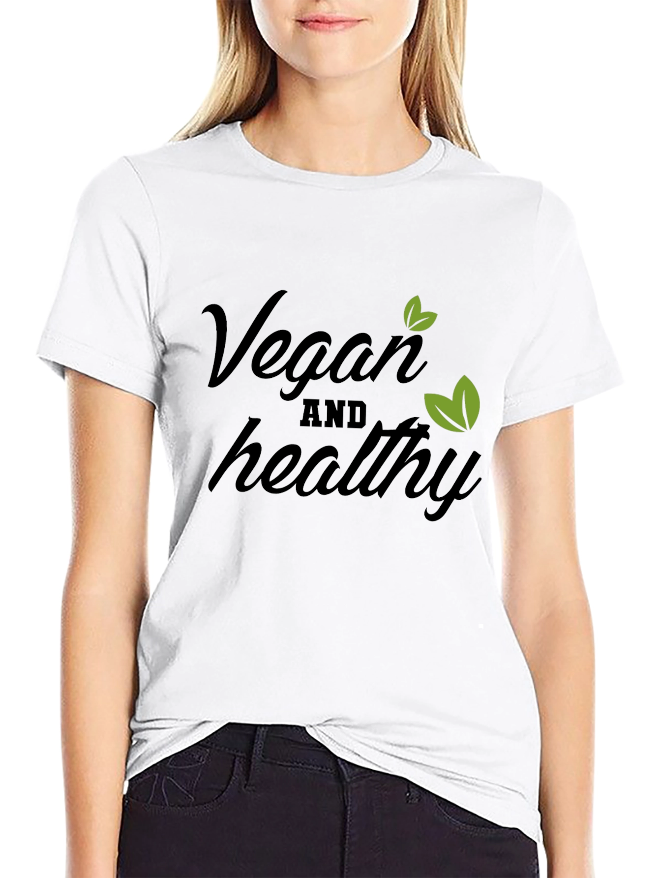 Vegan & Healthy T-Shirt - Black Cotton Blend Tee