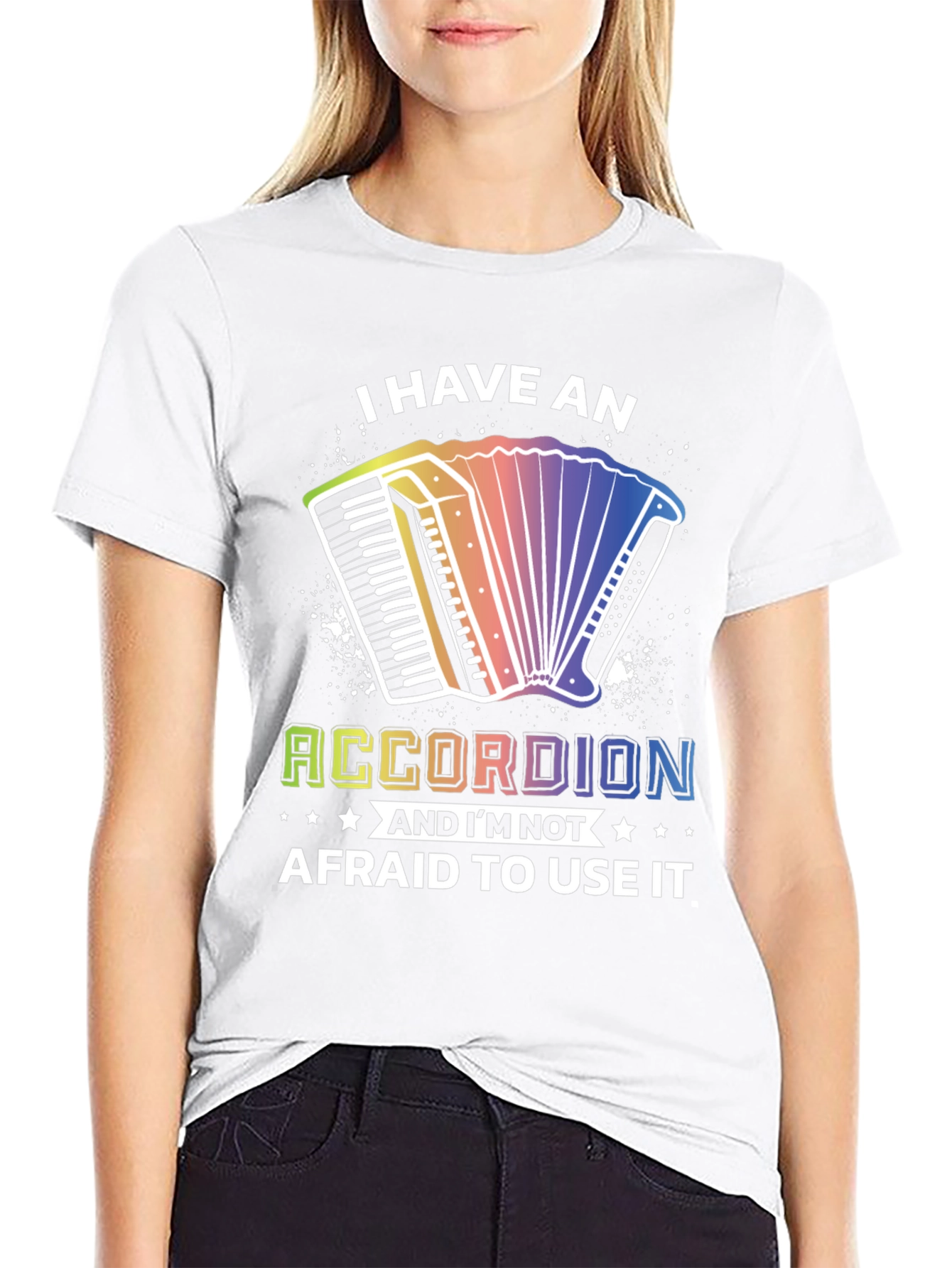 Accordion T-Shirt: Musical Instrument Rainbow Design