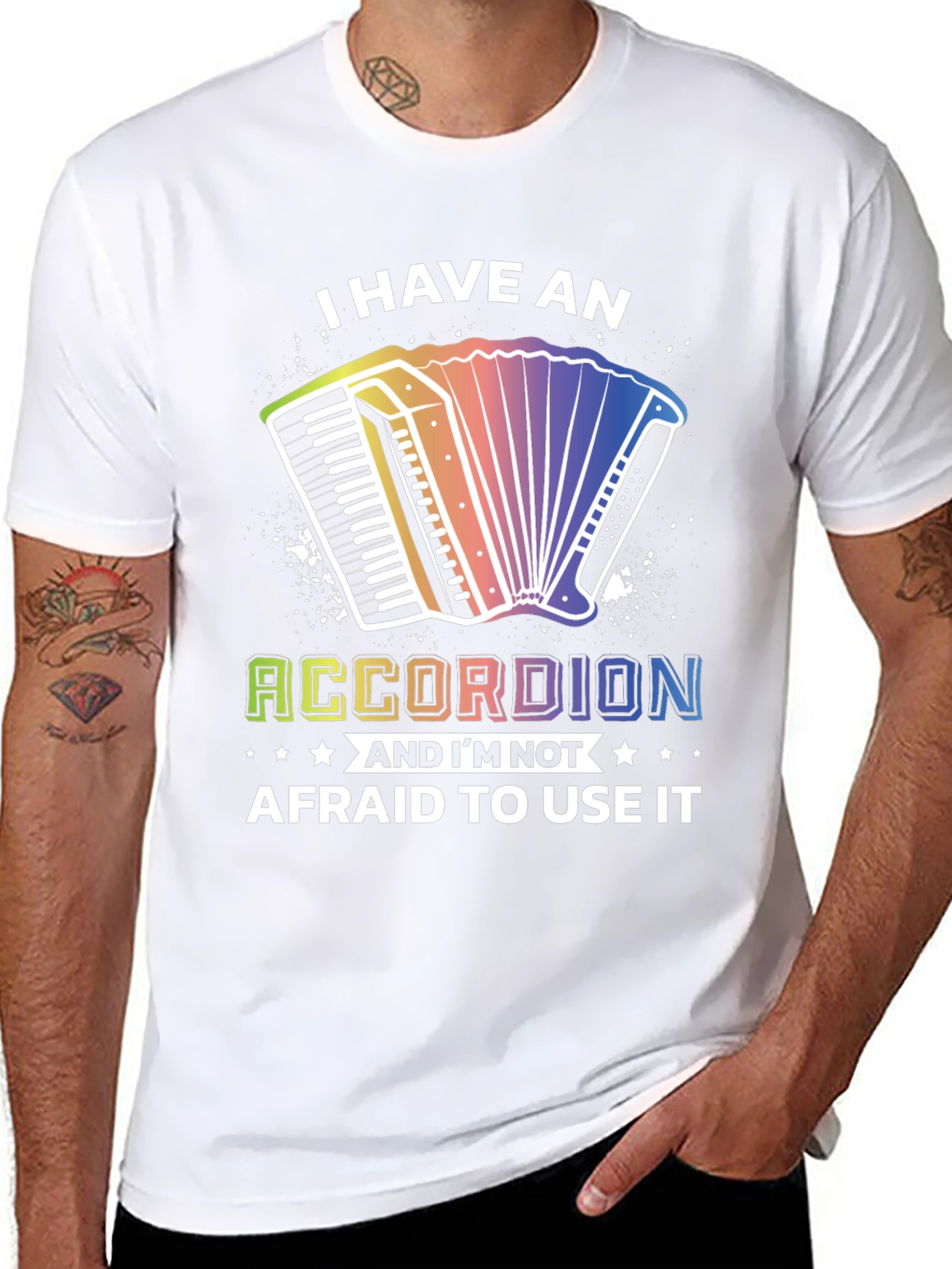 Accordion T-Shirt: Musical Instrument Rainbow Design