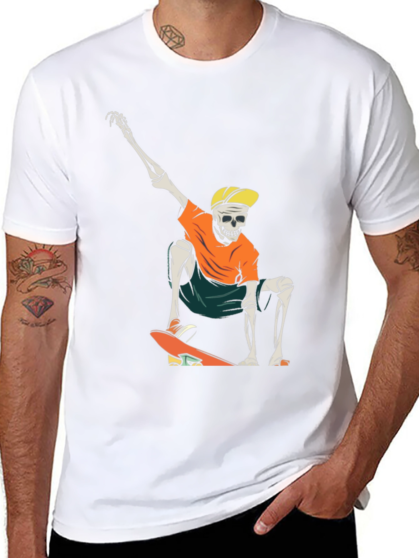 Skateboarding Skeleton Graphic T-Shirt