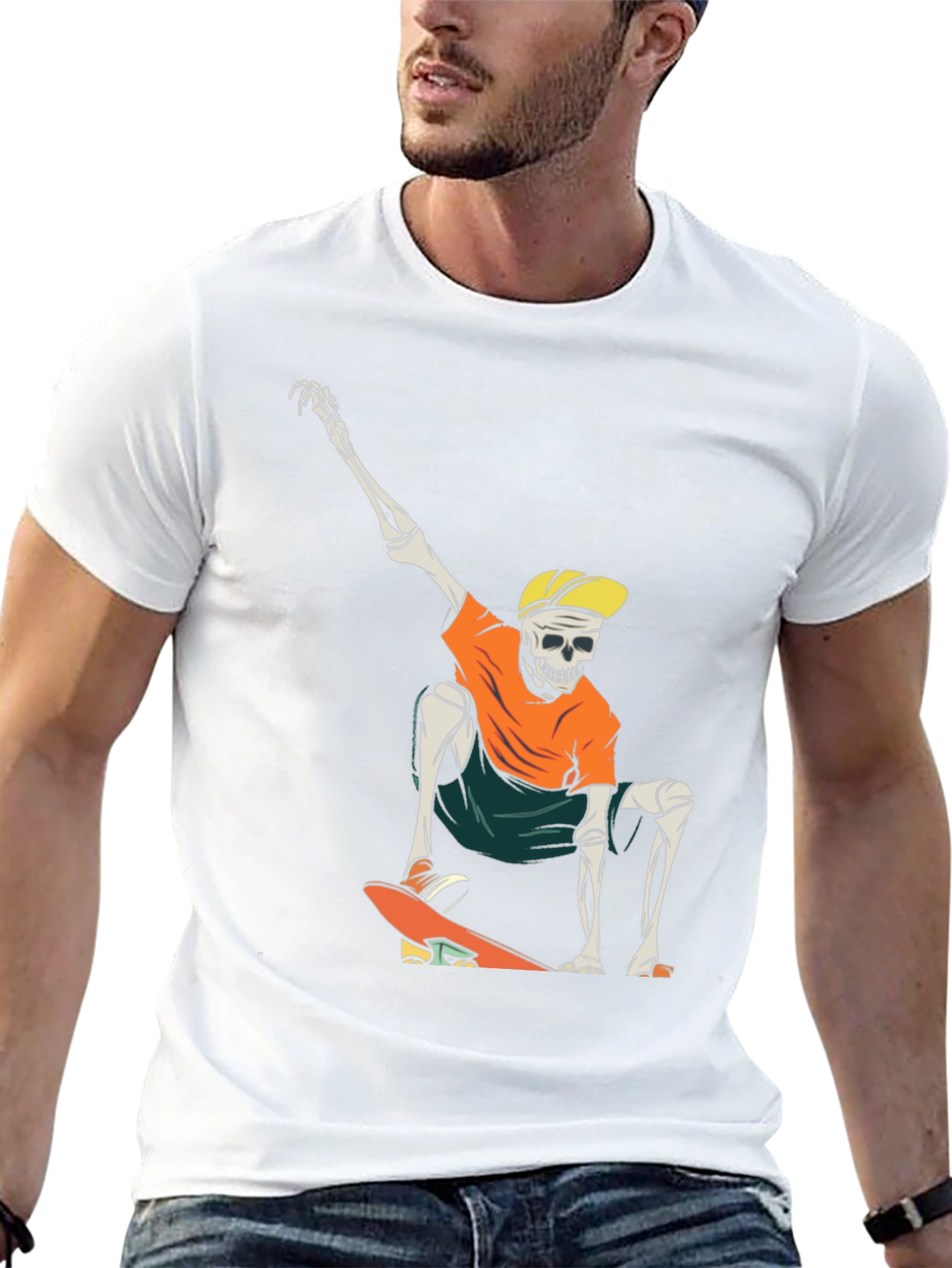 Skateboarding Skeleton Graphic T-Shirt
