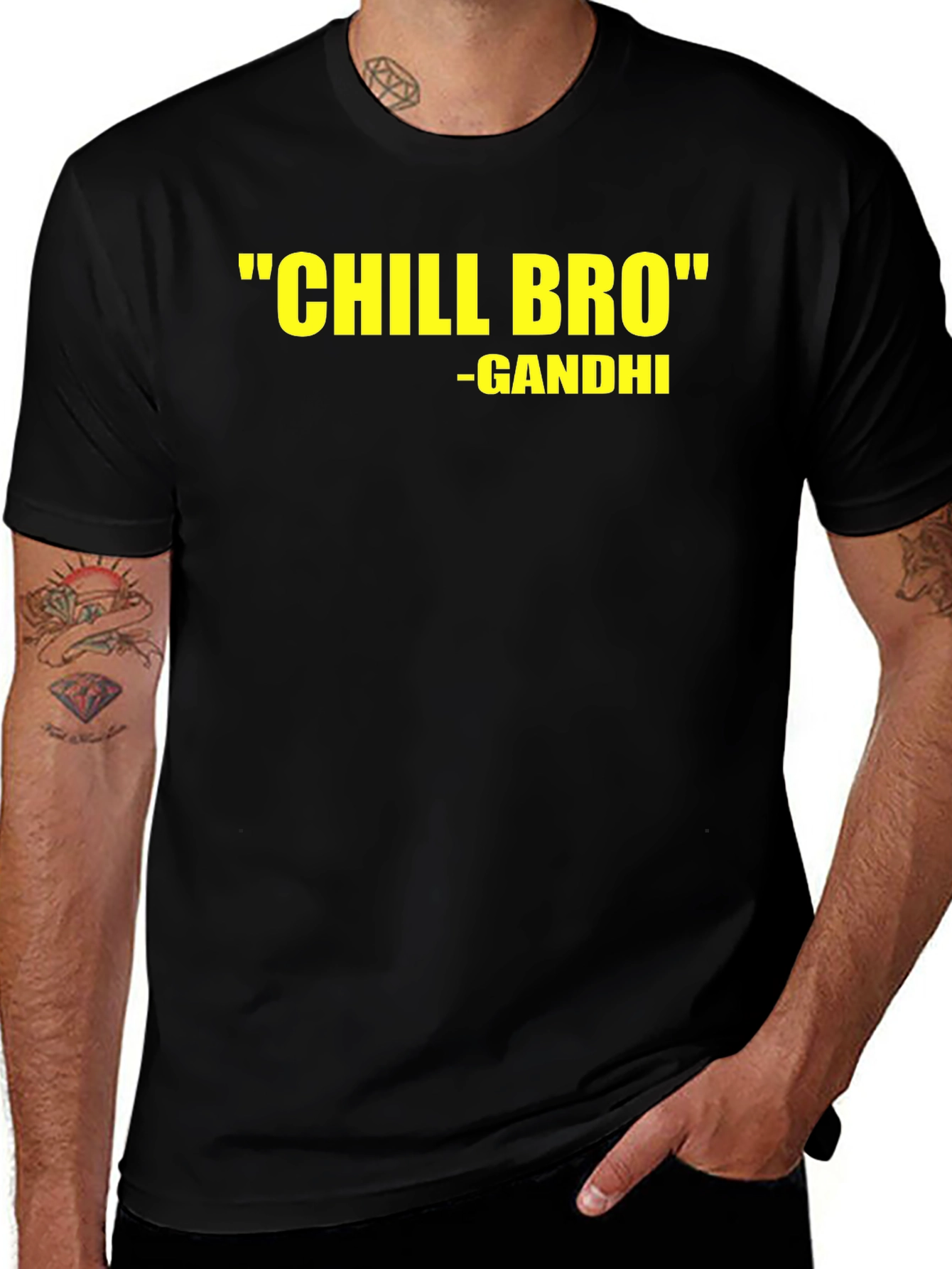 Chill Bro Gandhi Quote Black T-Shirt