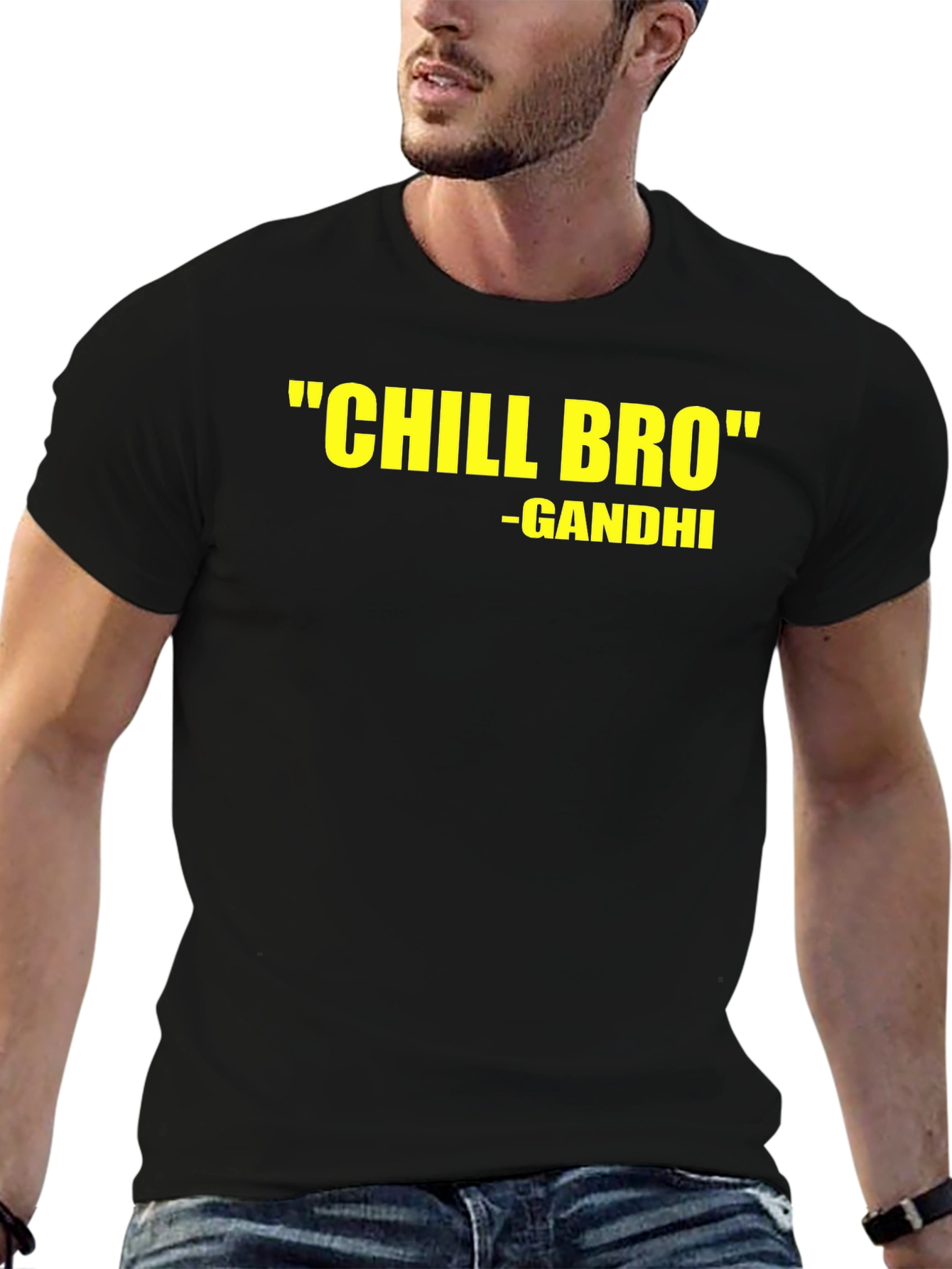 Chill Bro Gandhi Quote Black T-Shirt