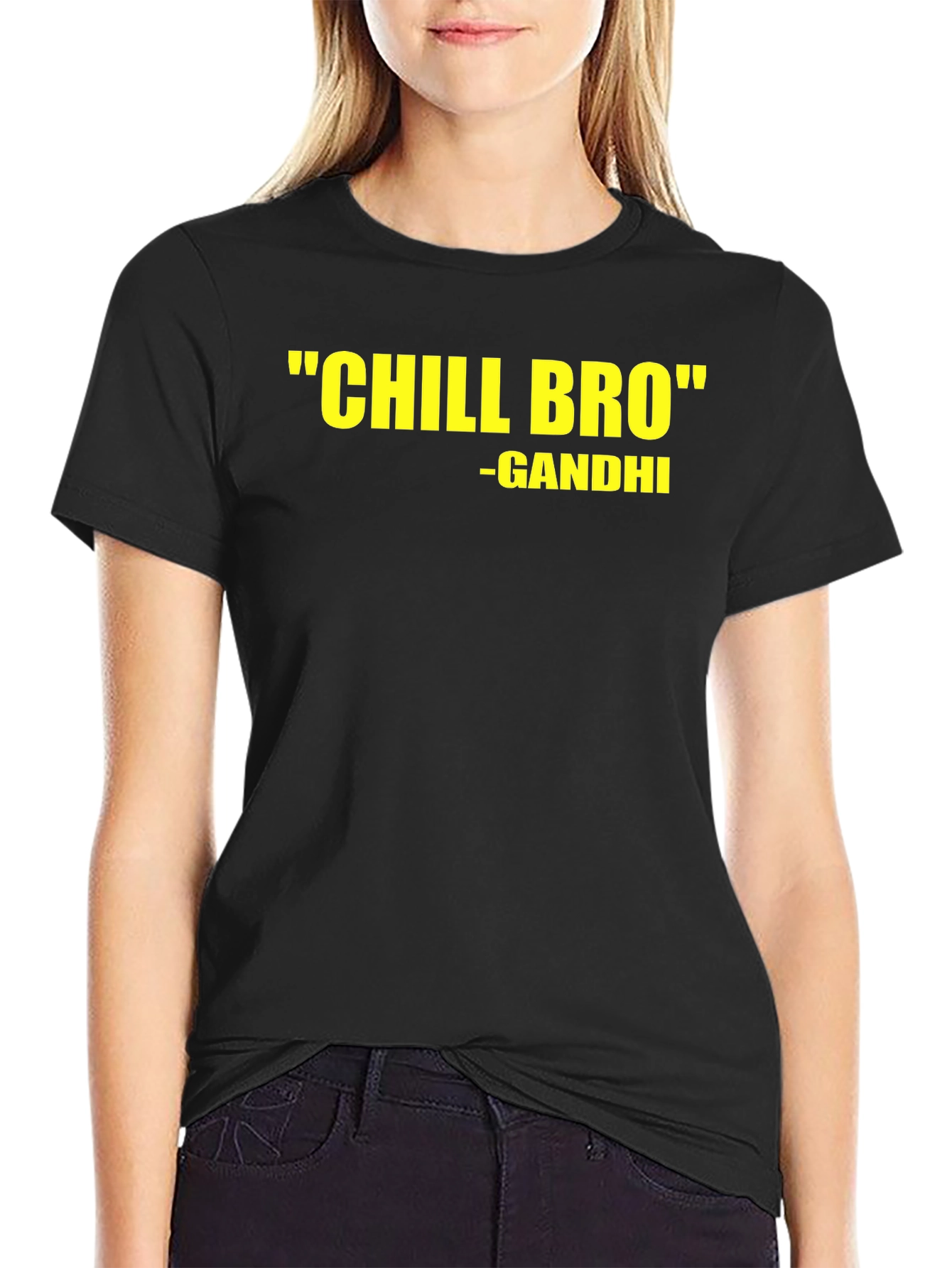 Chill Bro Gandhi Quote Black T-Shirt
