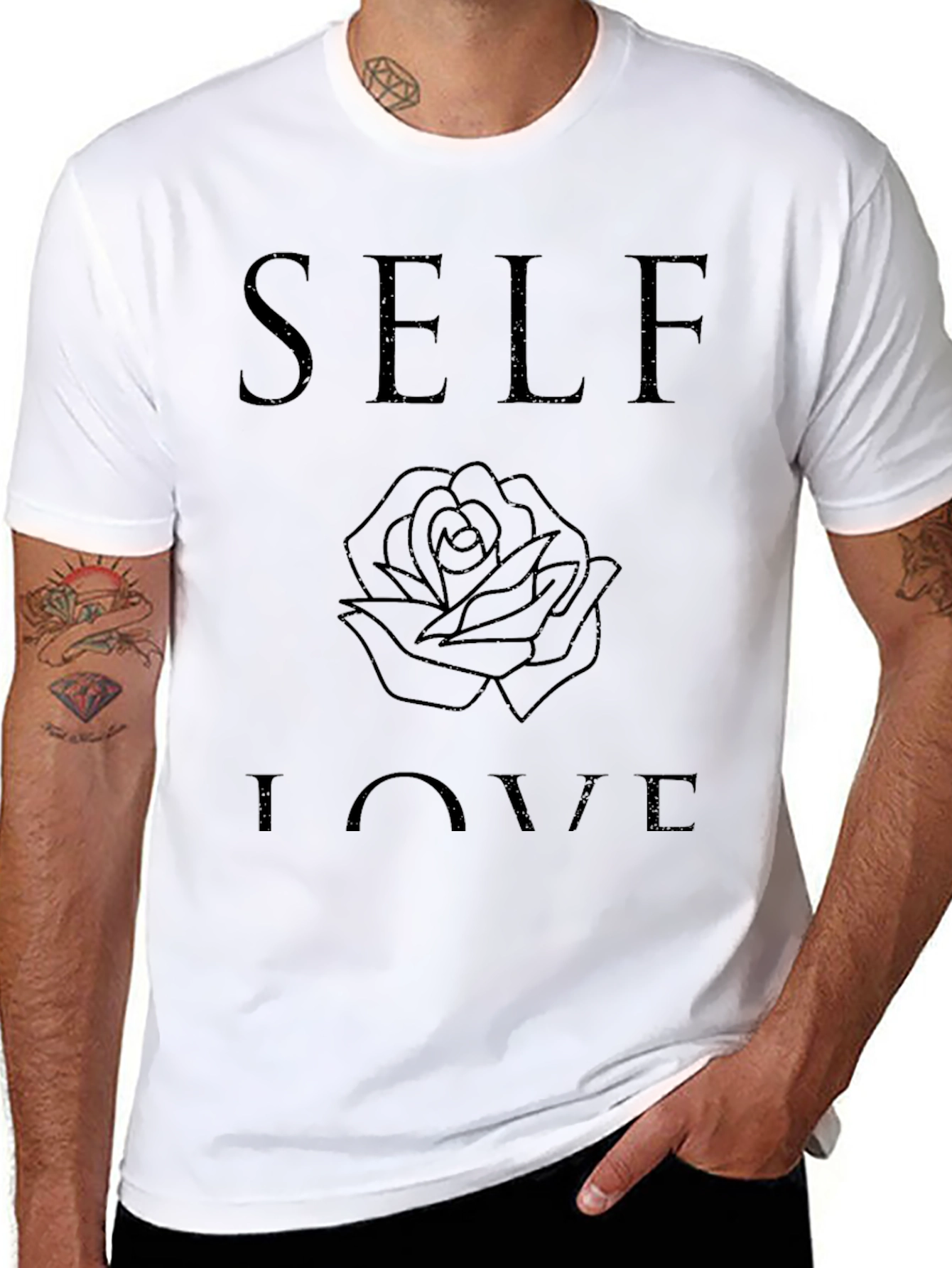 Self Love Rose Graphic Black T-Shirt