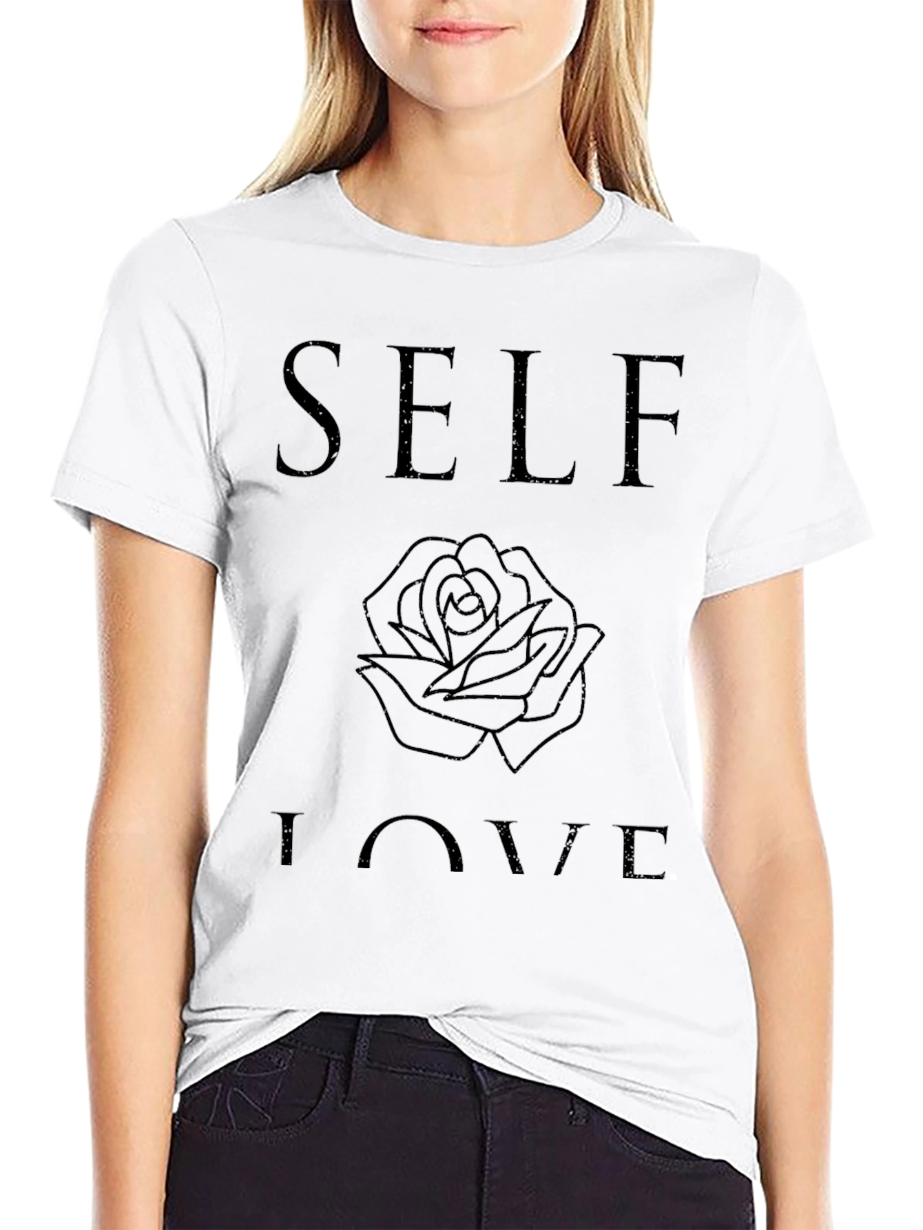 Self Love Rose Graphic Black T-Shirt
