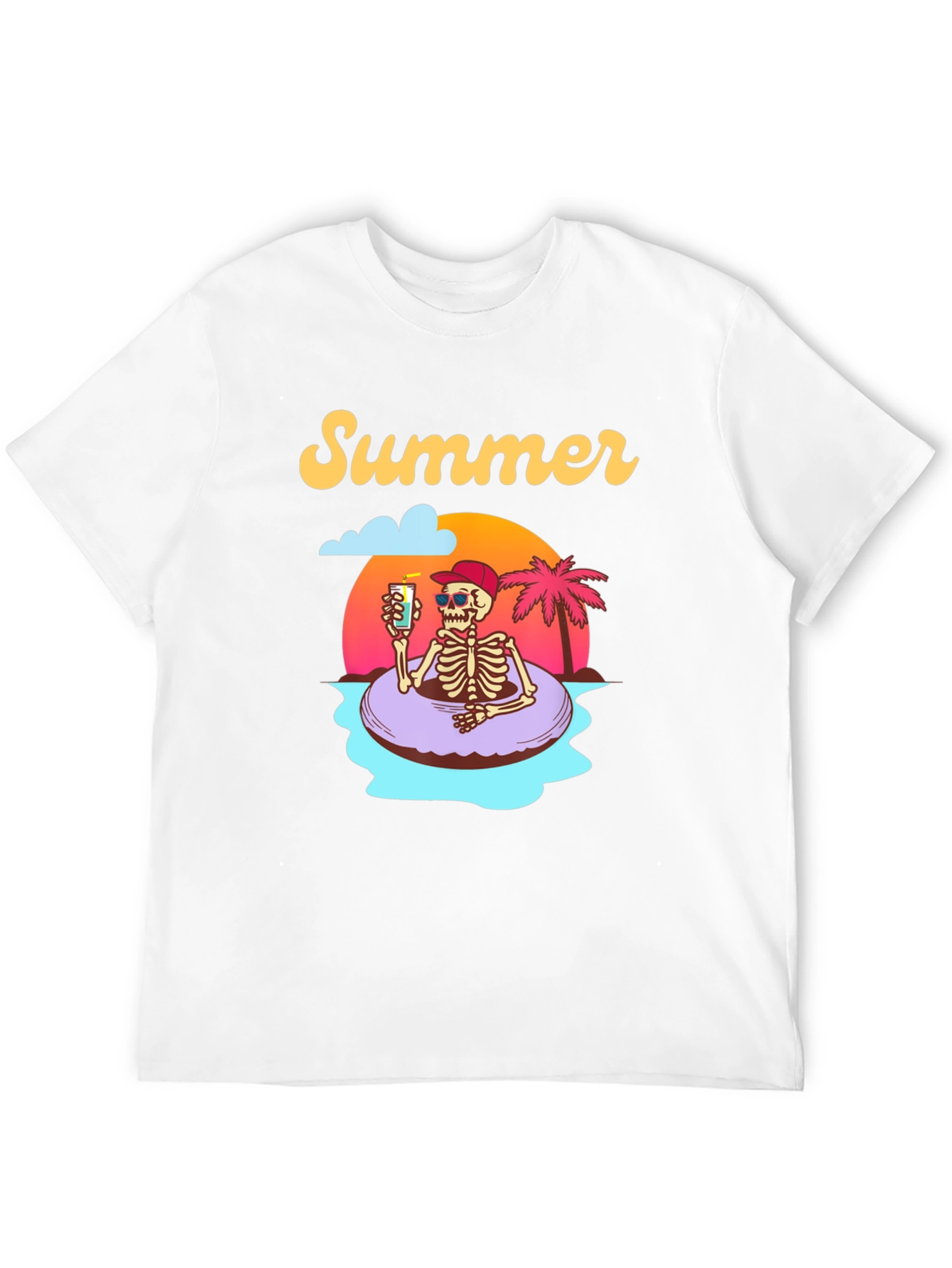 Summer Skeleton Graphic T-Shirt - Relaxed Fit