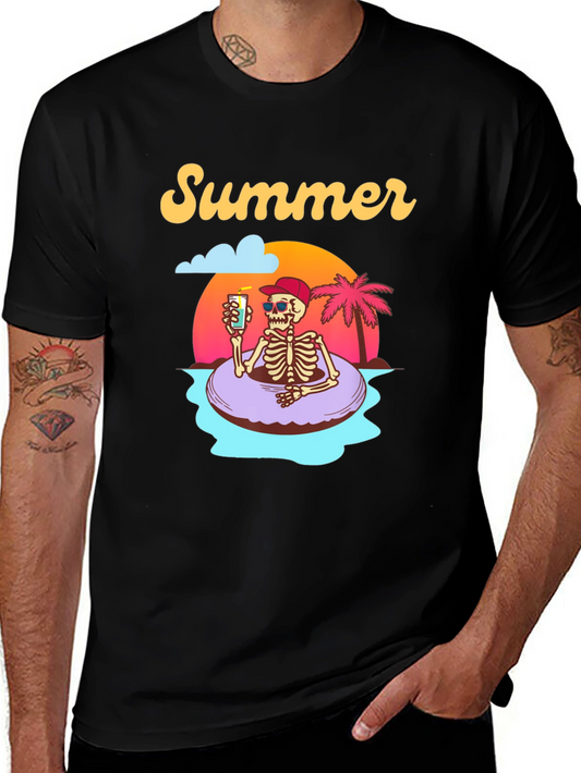 Summer Skeleton Graphic T-Shirt - Relaxed Fit