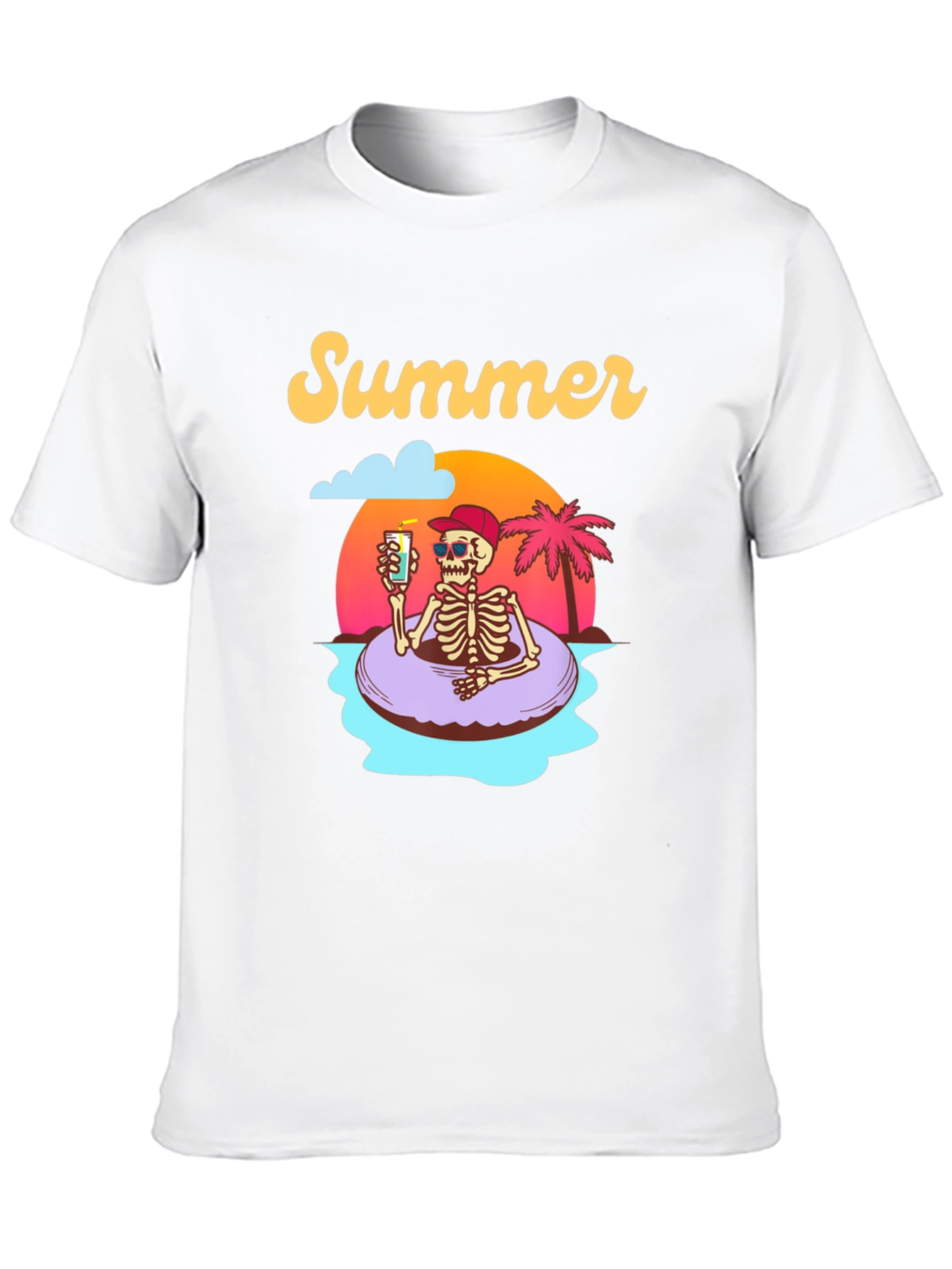 Summer Skeleton Graphic T-Shirt - Relaxed Fit
