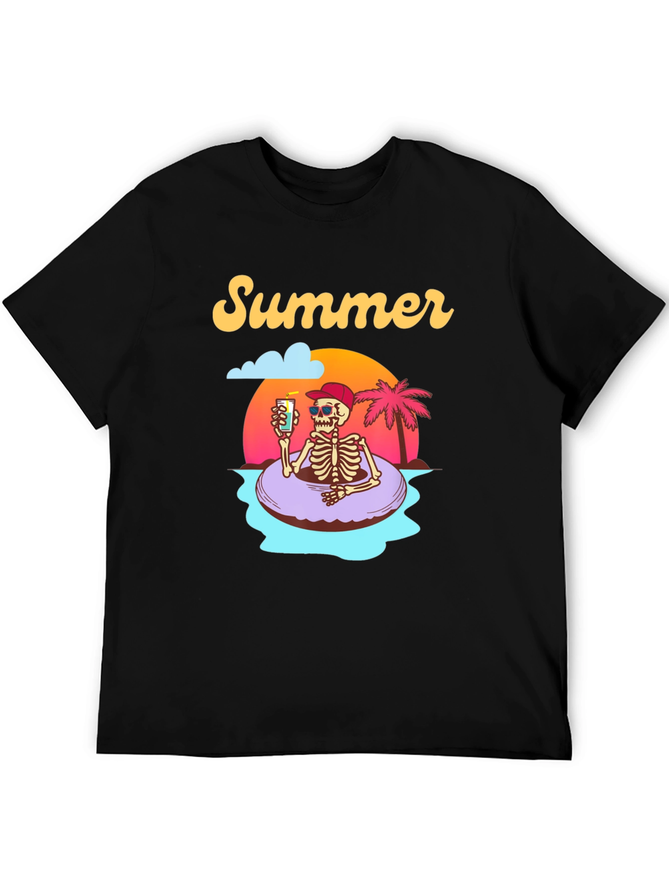 Summer Skeleton Graphic T-Shirt - Relaxed Fit