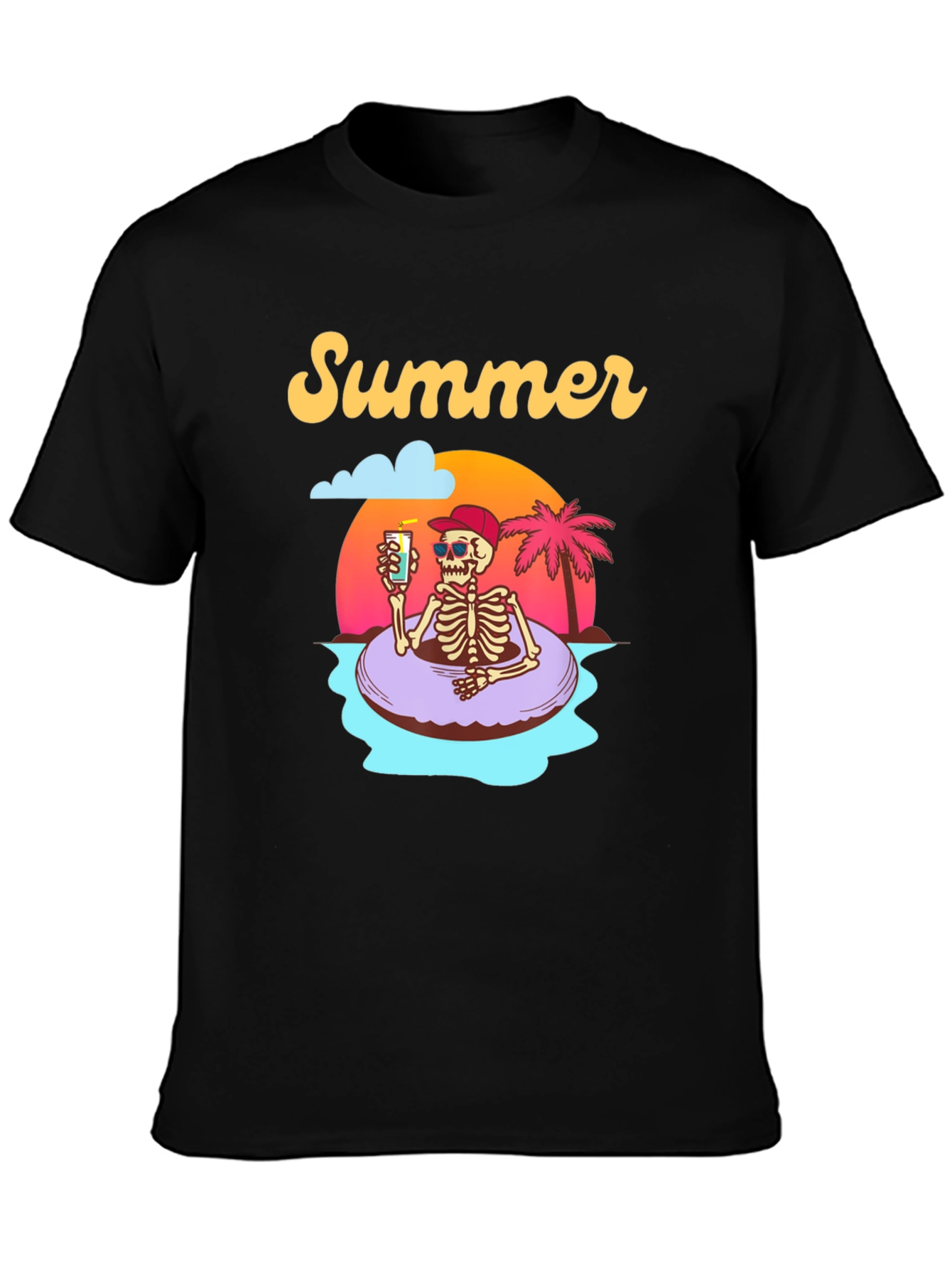 Summer Skeleton Graphic T-Shirt - Relaxed Fit
