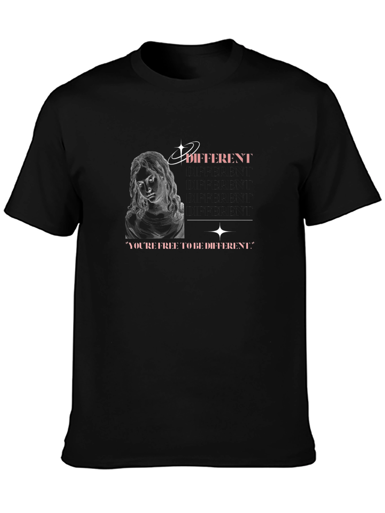 Unique Different Graphic Print Black T-Shirt