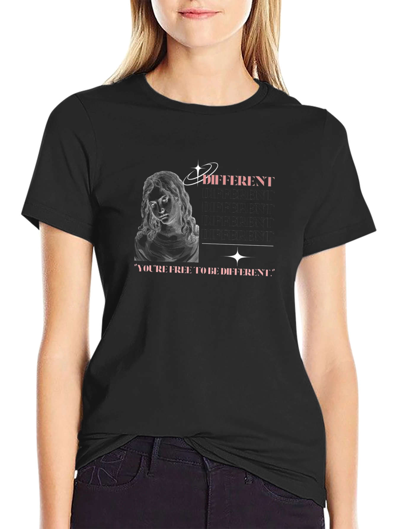 Unique Different Graphic Print Black T-Shirt