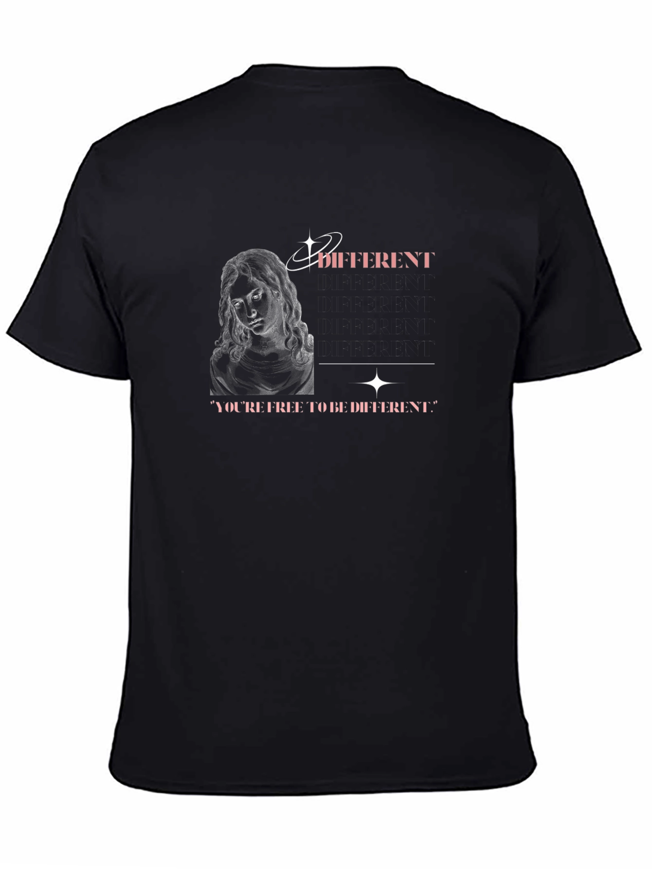 Unique Different Graphic Print Black T-Shirt