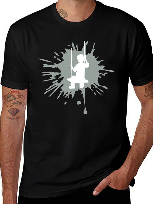 Boy on Swing Graphic Tee - Black Cotton Blend
