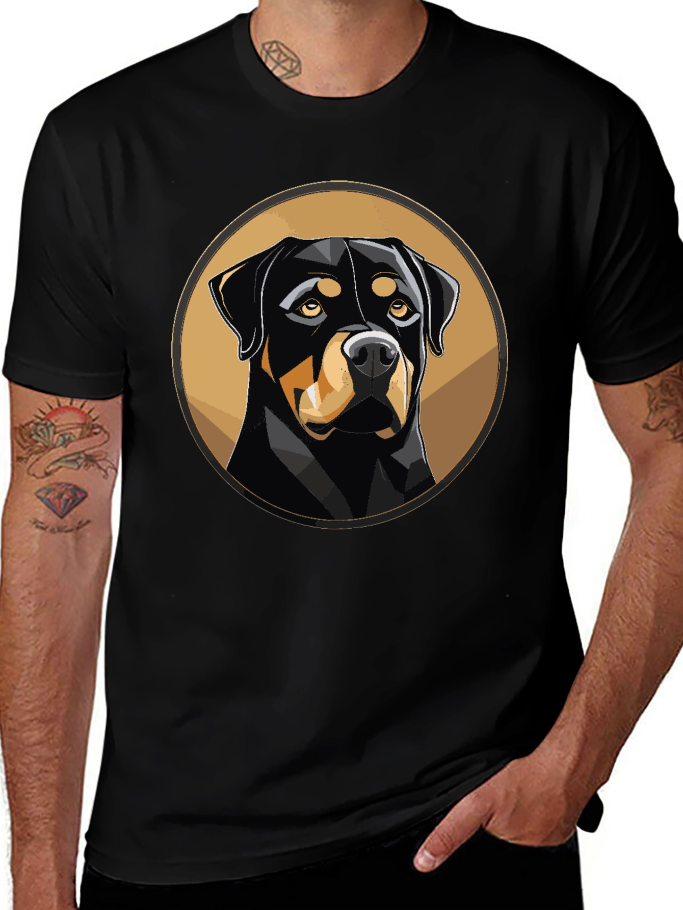Rottweiler Dog Graphic T-Shirt - Black