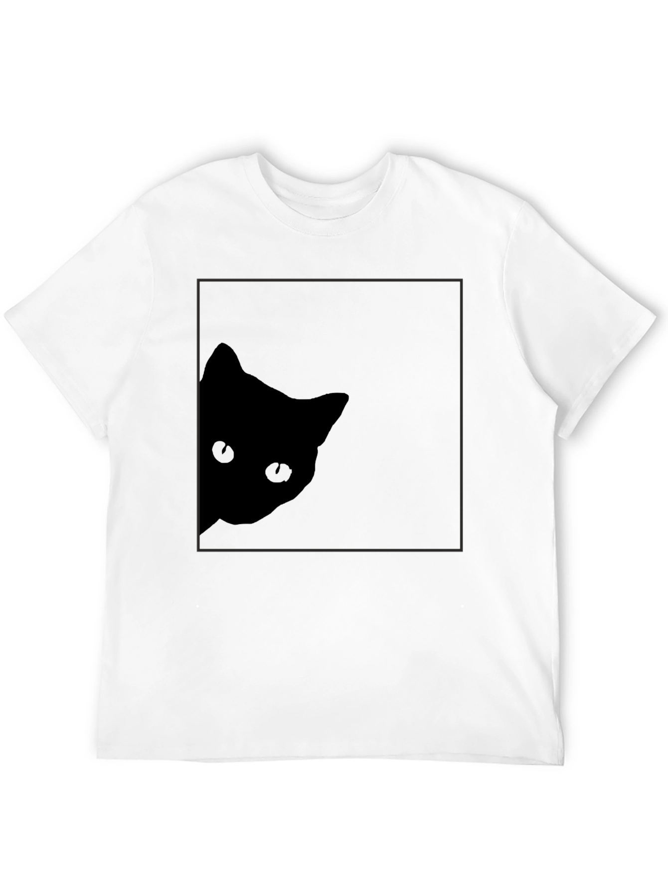 Stealthy Cat Black T-Shirt: Peek-a-Boo Style