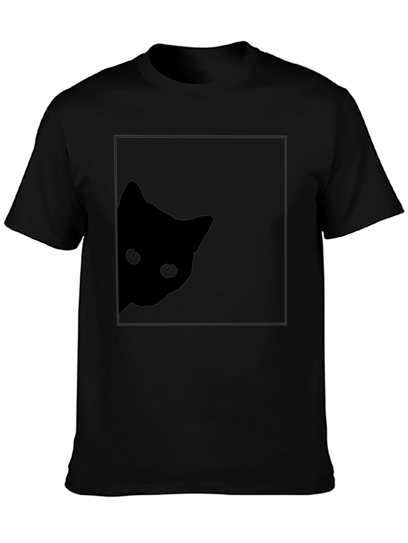 Stealthy Cat Black T-Shirt: Peek-a-Boo Style