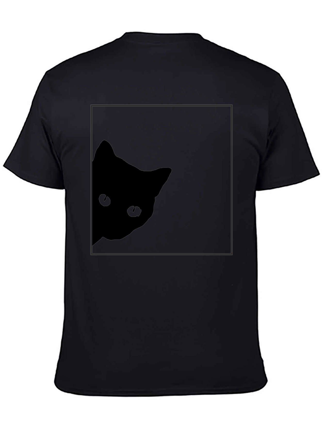 Stealthy Cat Black T-Shirt: Peek-a-Boo Style