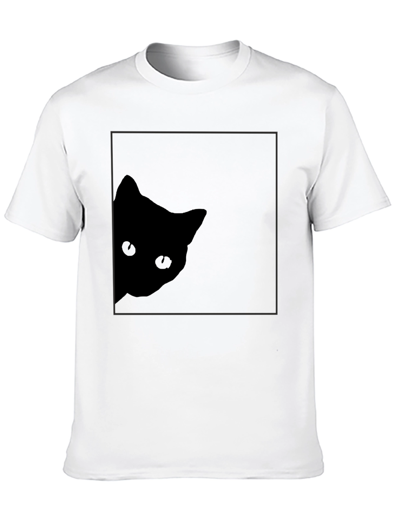 Stealthy Cat Black T-Shirt: Peek-a-Boo Style