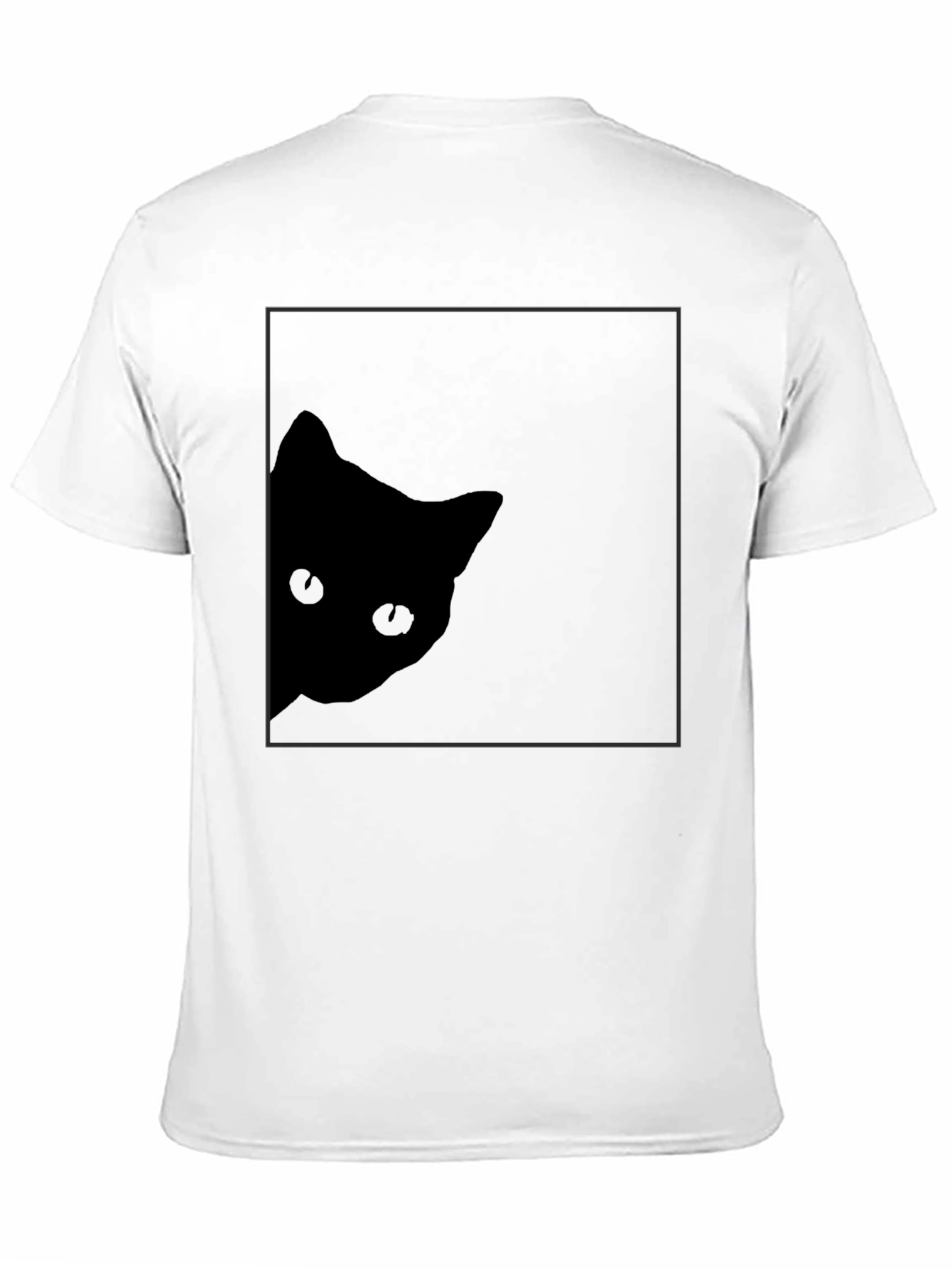 Stealthy Cat Black T-Shirt: Peek-a-Boo Style