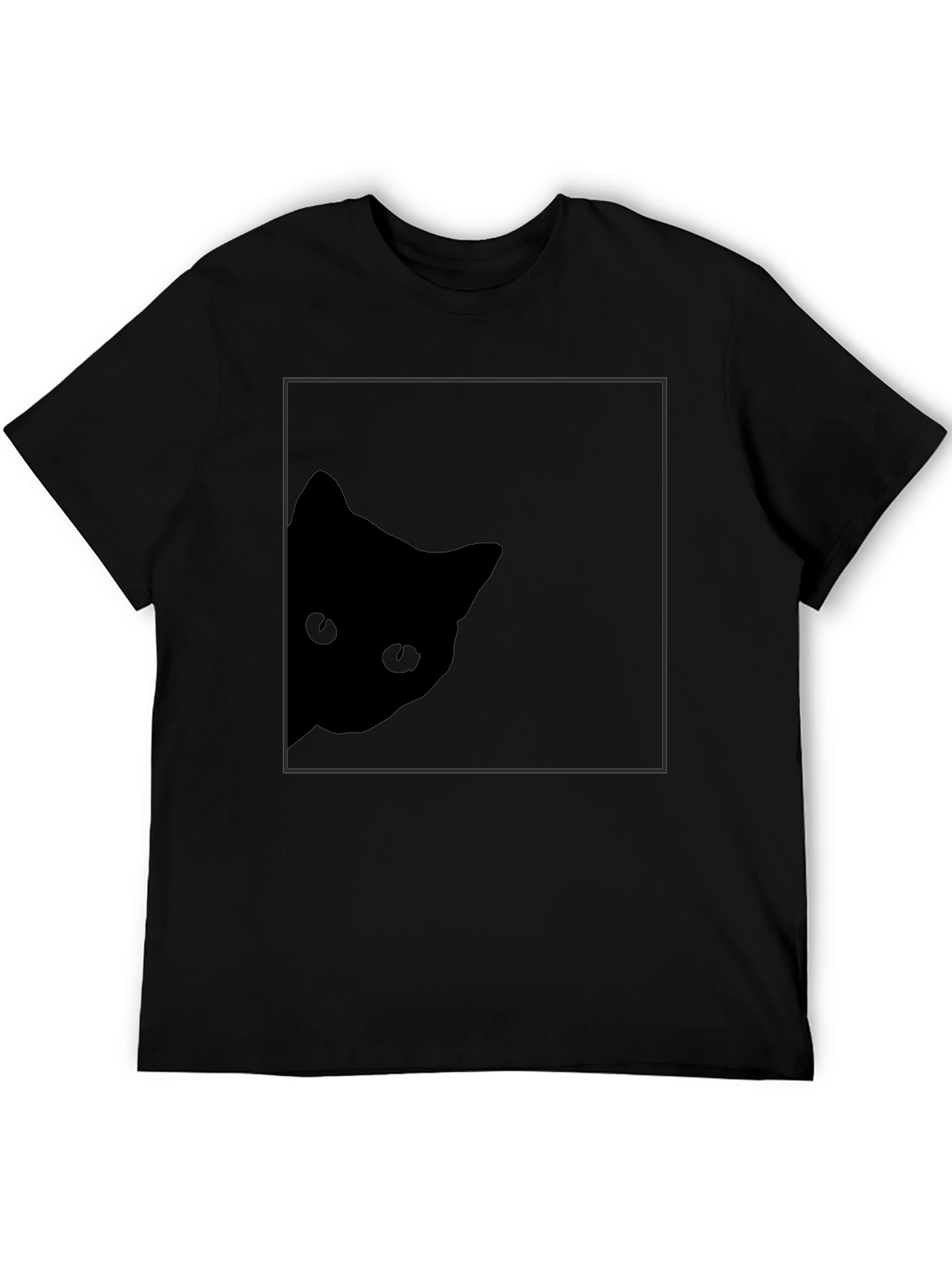 Stealthy Cat Black T-Shirt: Peek-a-Boo Style