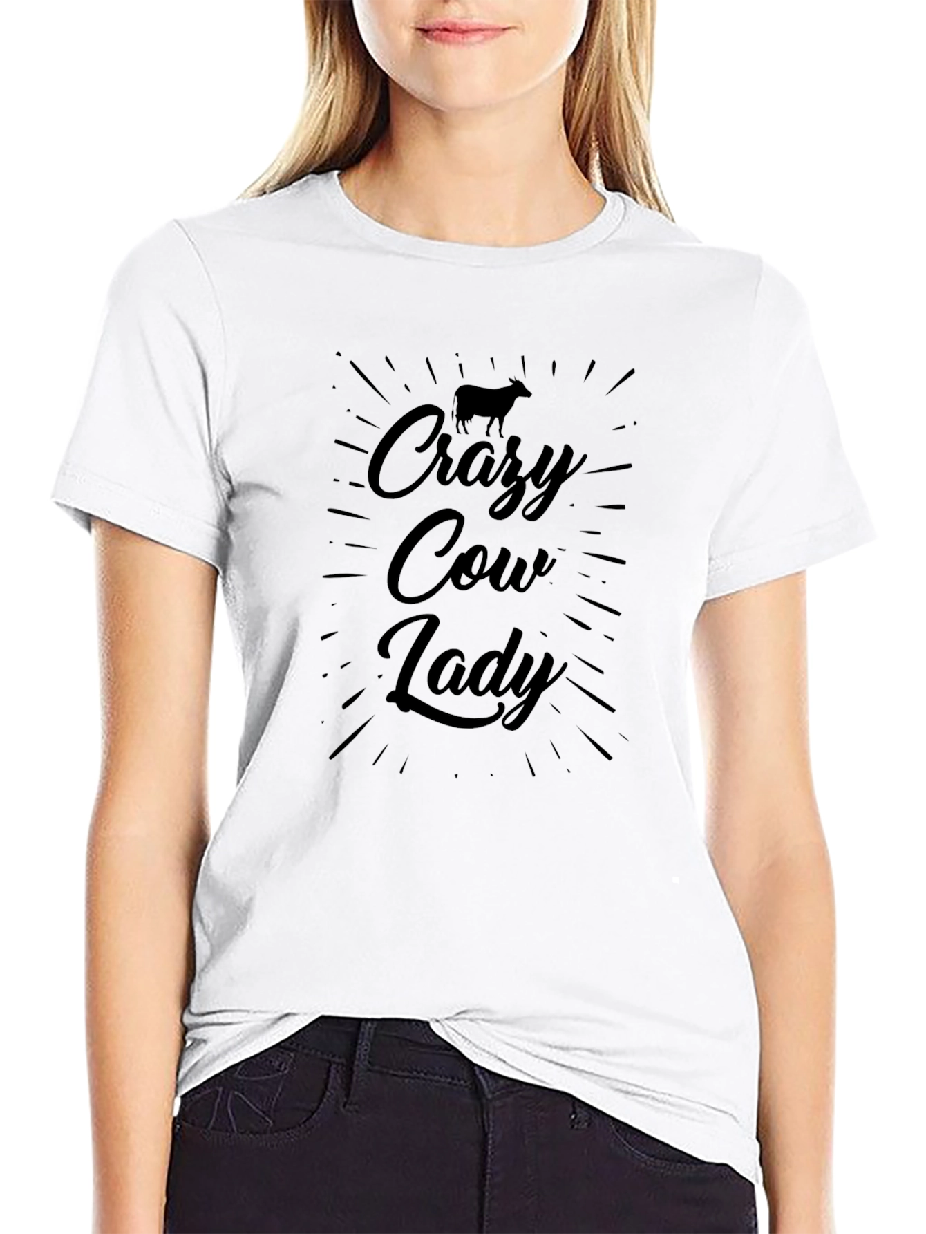 Crazy Cow Lady Graphic Tee - Black