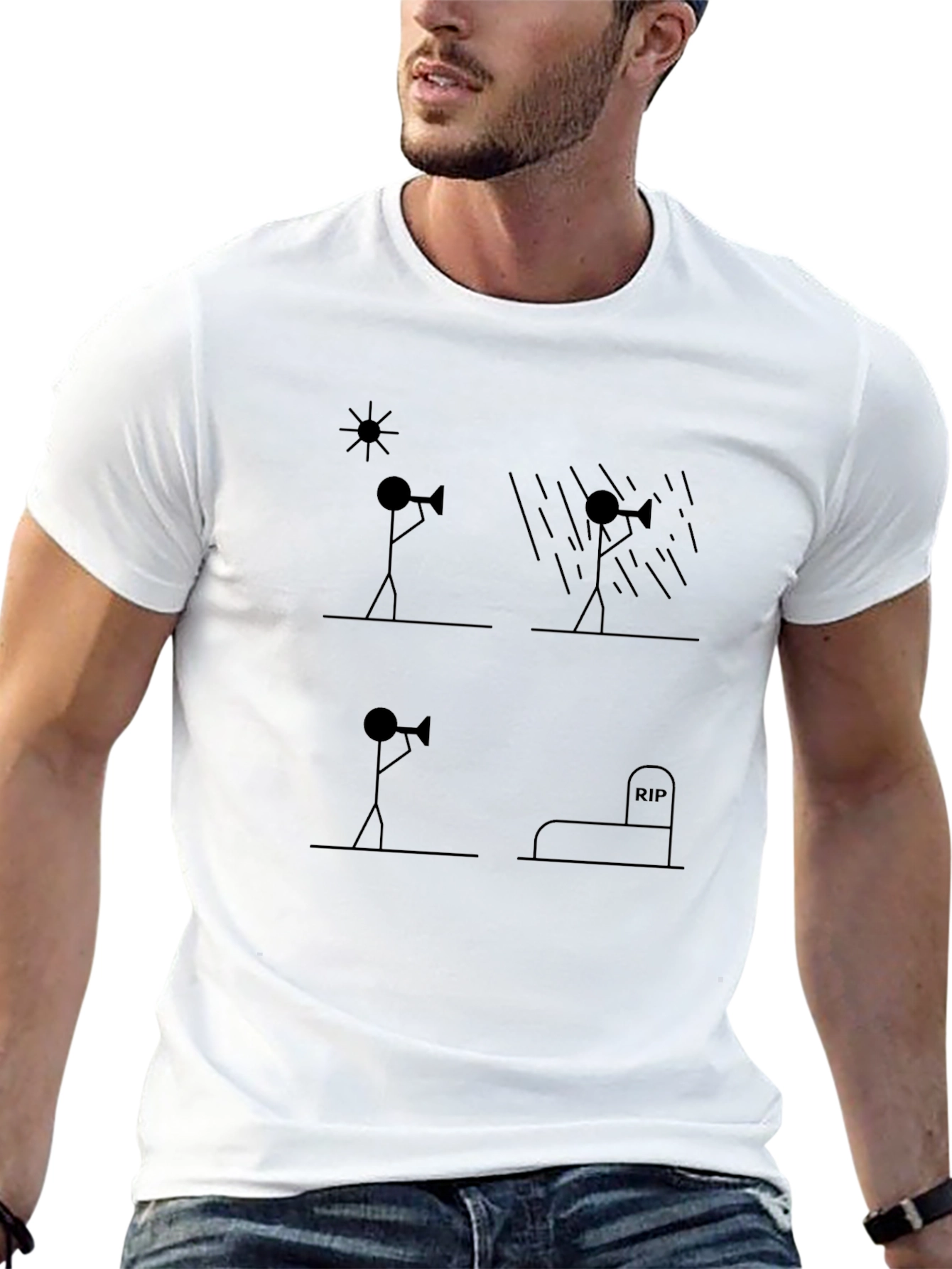Stick Figure Life Cycle Black T-Shirt