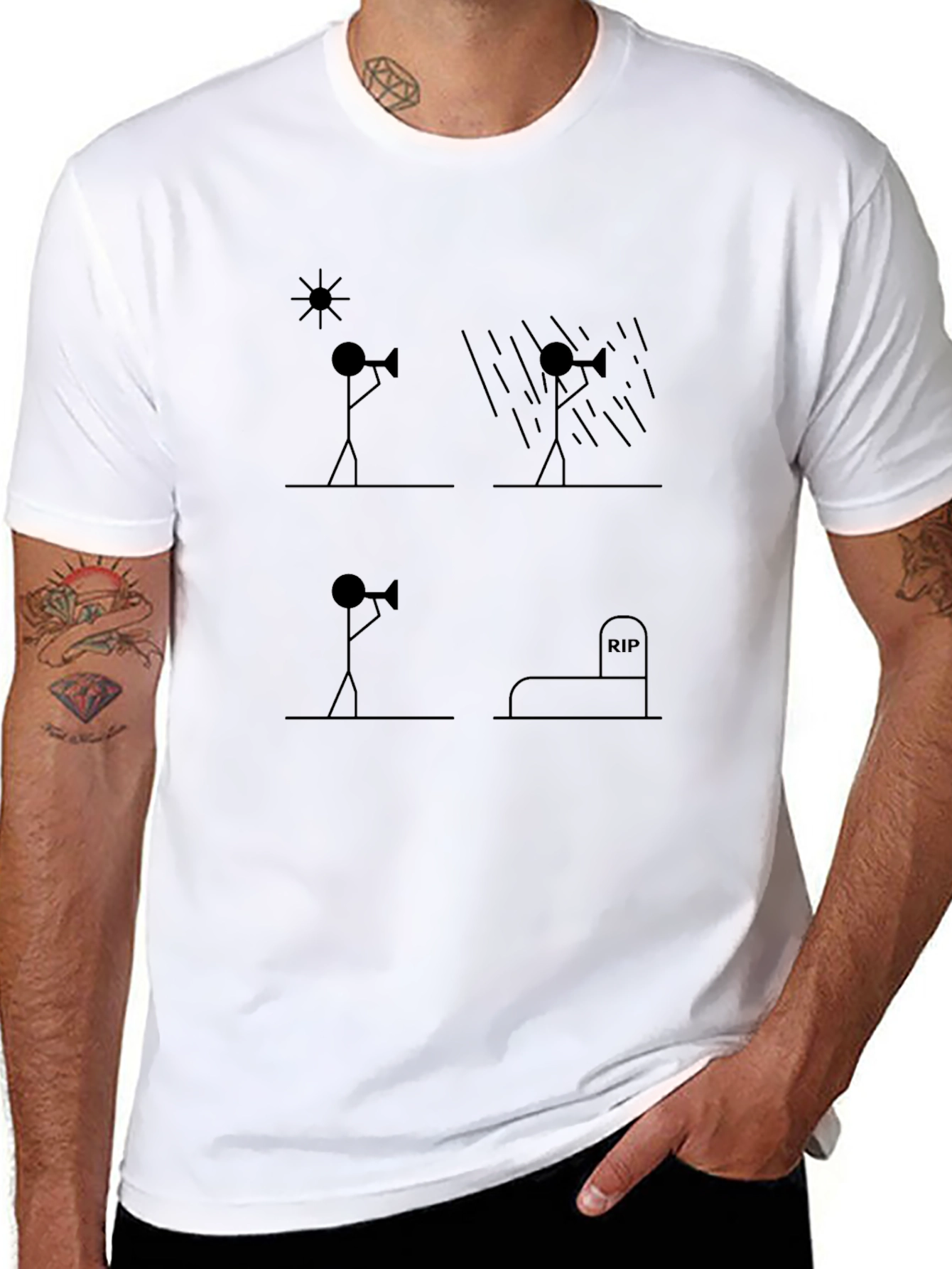Stick Figure Life Cycle Black T-Shirt