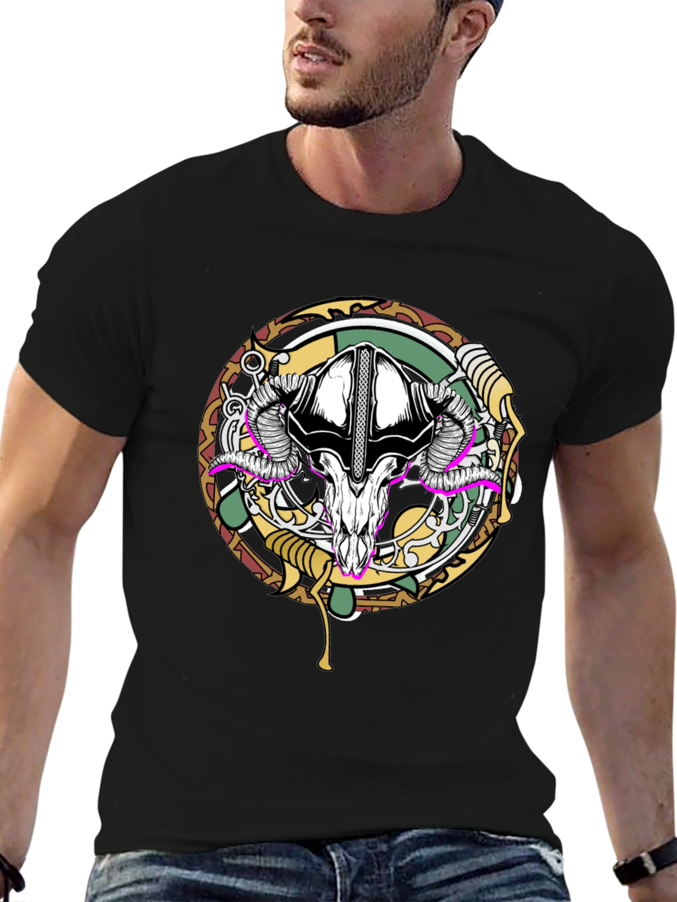 Skull Graphic Print Black T-Shirt