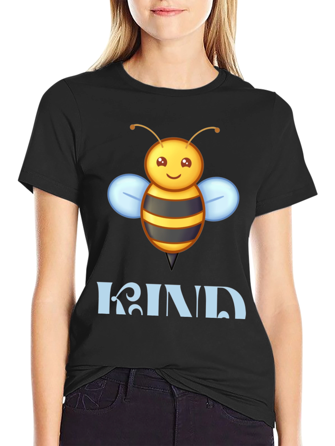 Be Kind Bee Graphic Tee - Black Cotton T-Shirt