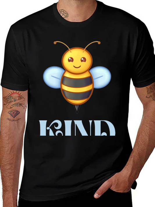 Be Kind Bee Graphic Tee - Black Cotton T-Shirt