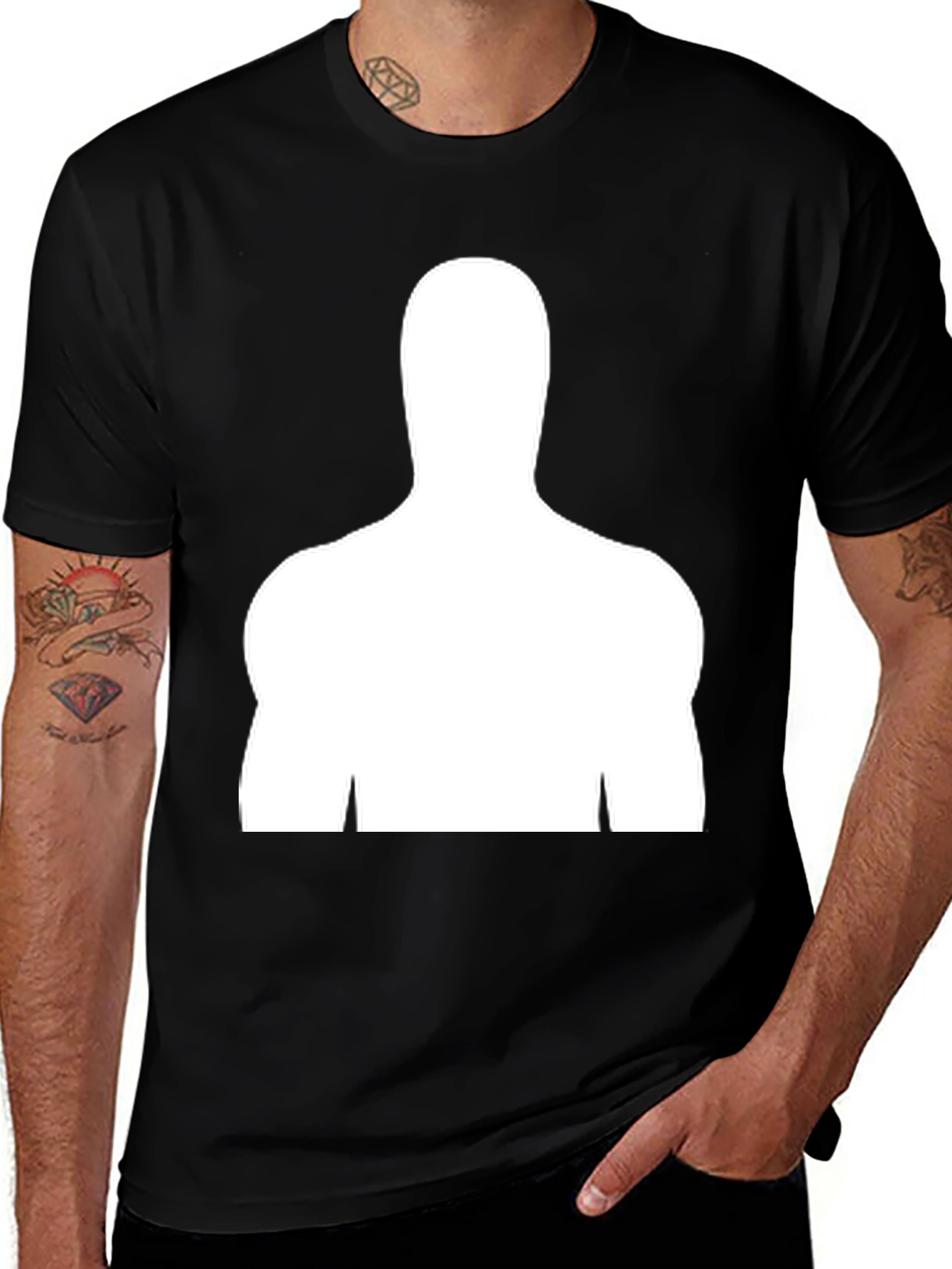 Silhouette Graphic Tee - Black Cotton Blend Shirt