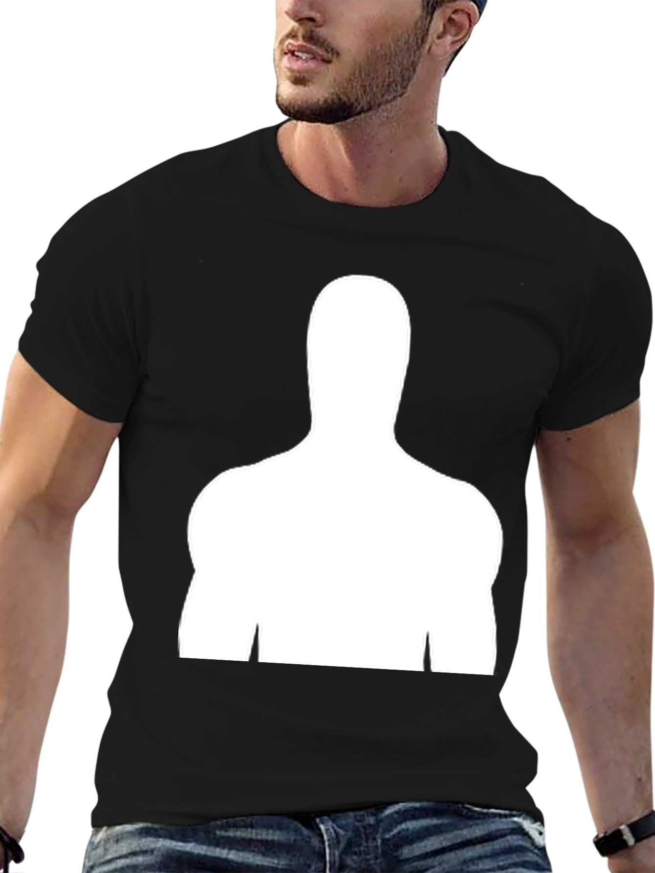 Silhouette Graphic Tee - Black Cotton Blend Shirt