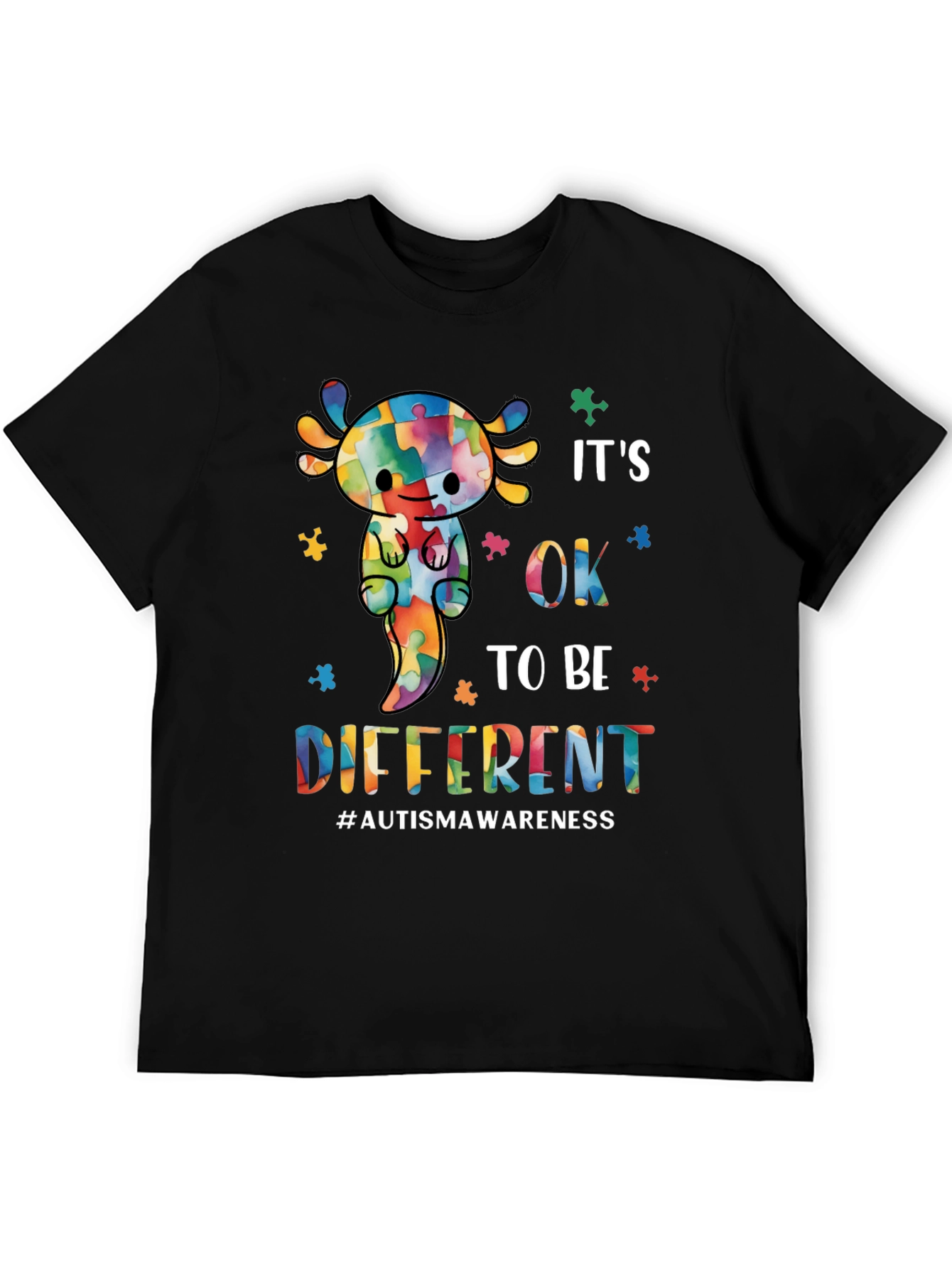 Autism Awareness Axolotl T-Shirt: Its OK to Be Different