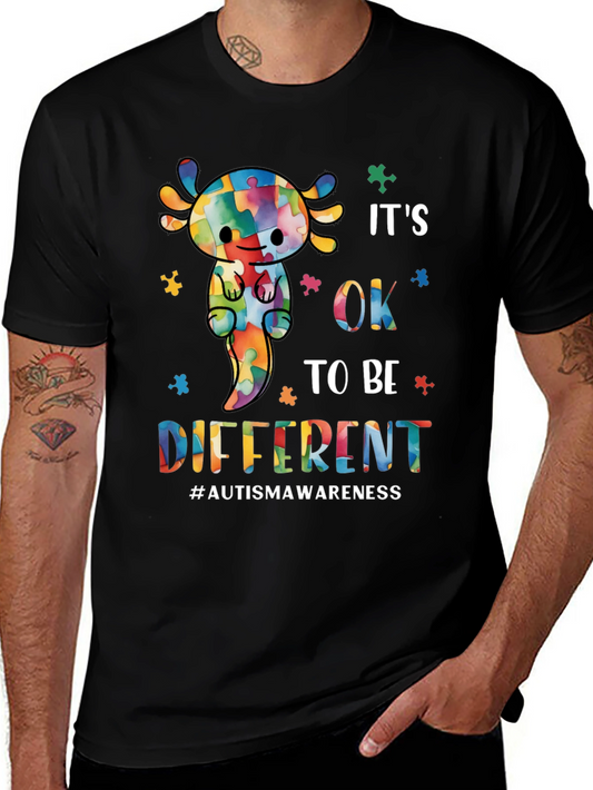 Autism Awareness Axolotl T-Shirt: Its OK to Be Different
