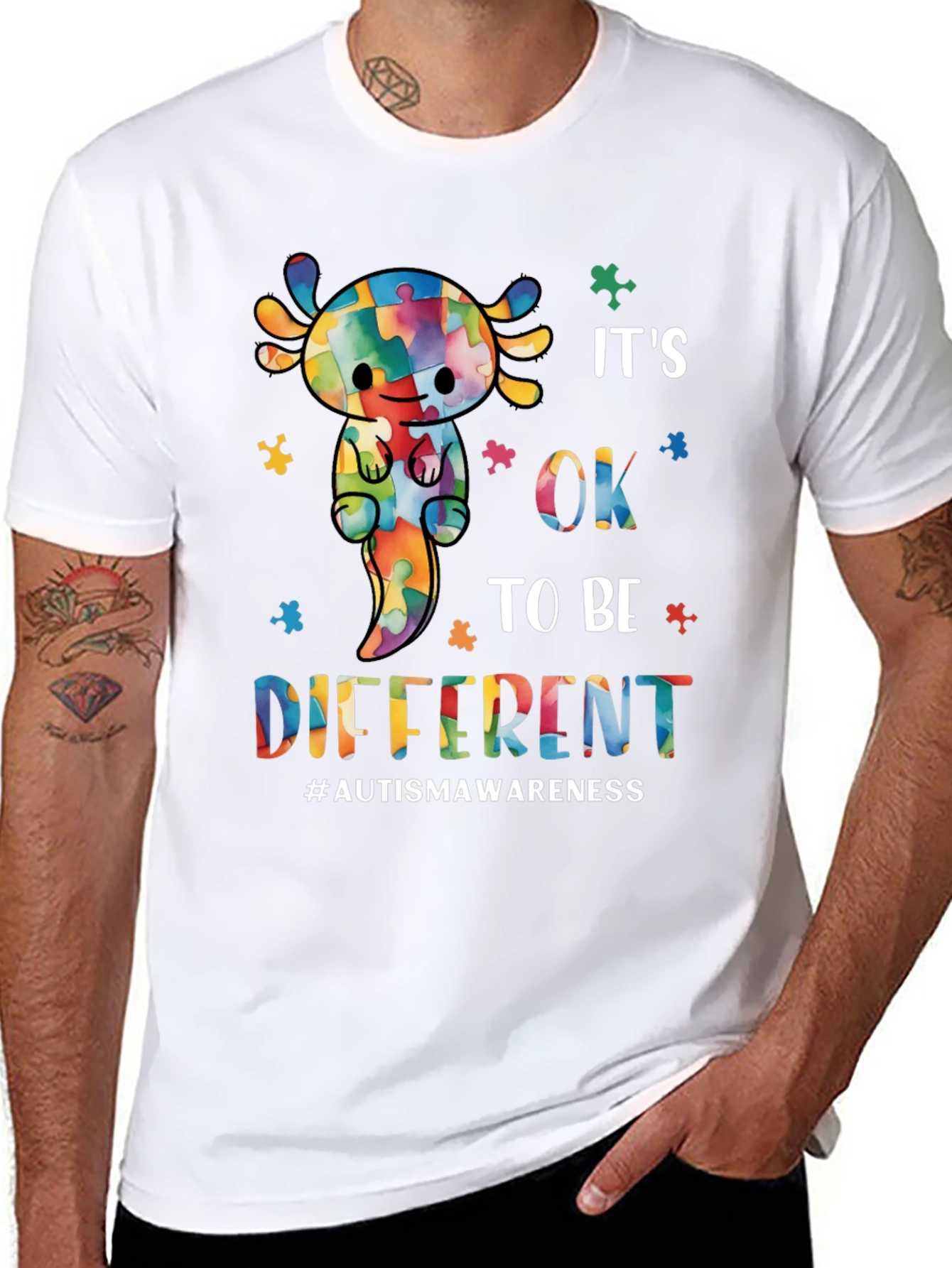 Autism Awareness Axolotl T-Shirt: Its OK to Be Different