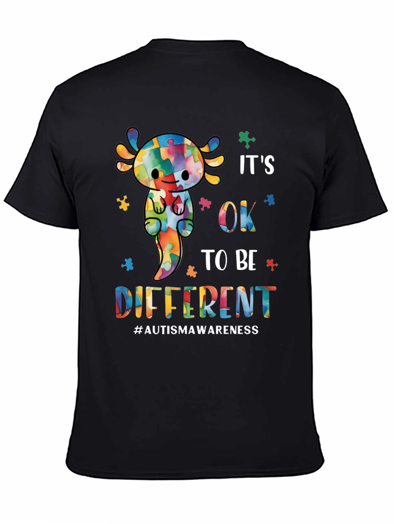Autism Awareness Axolotl T-Shirt: Its OK to Be Different