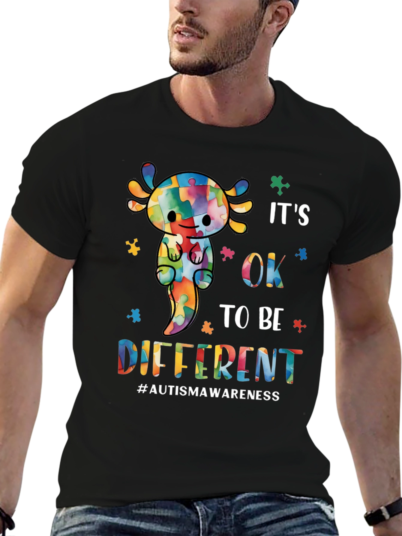 Autism Awareness Axolotl T-Shirt: Its OK to Be Different