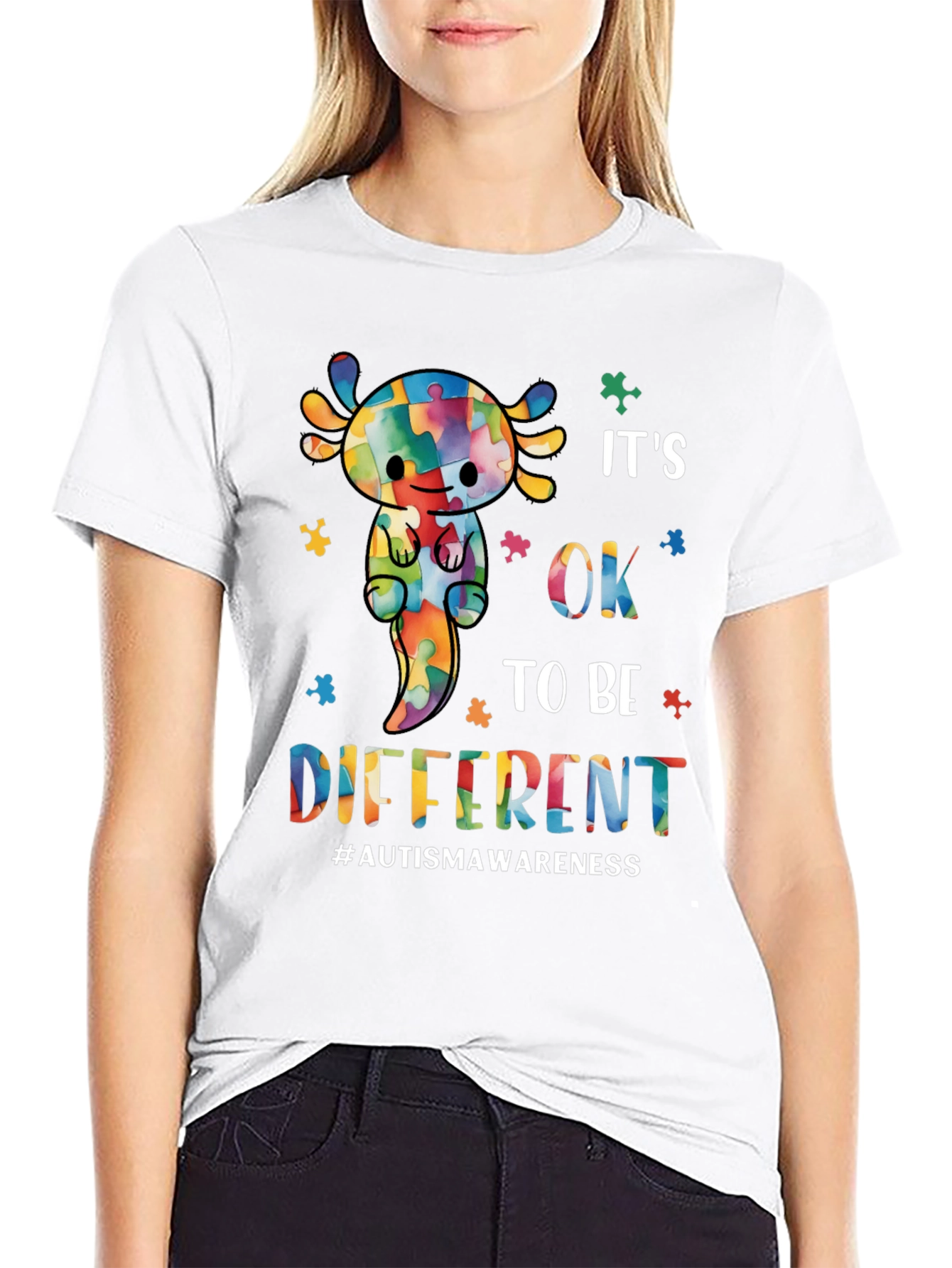Autism Awareness Axolotl T-Shirt: Its OK to Be Different
