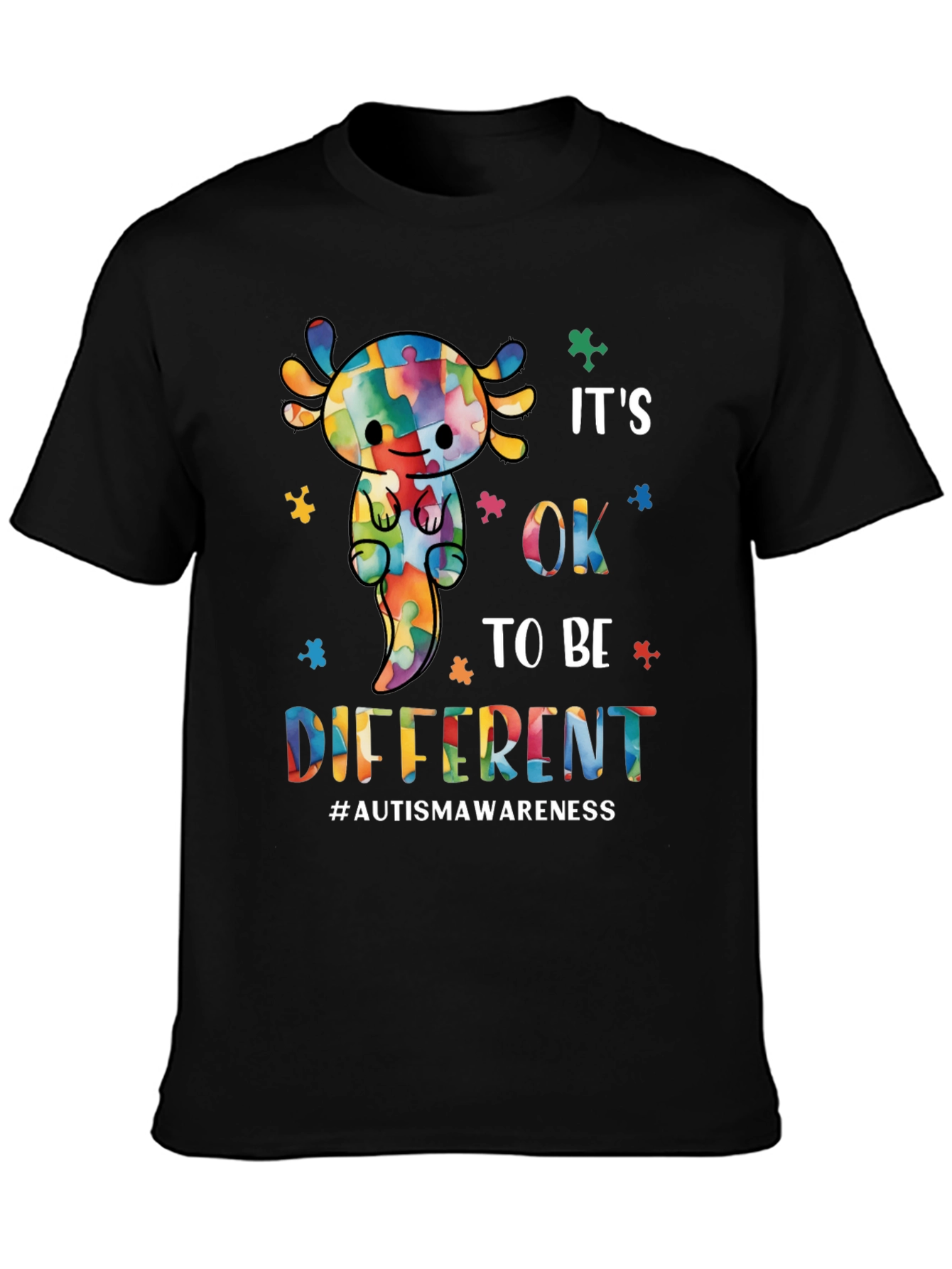 Autism Awareness Axolotl T-Shirt: Its OK to Be Different