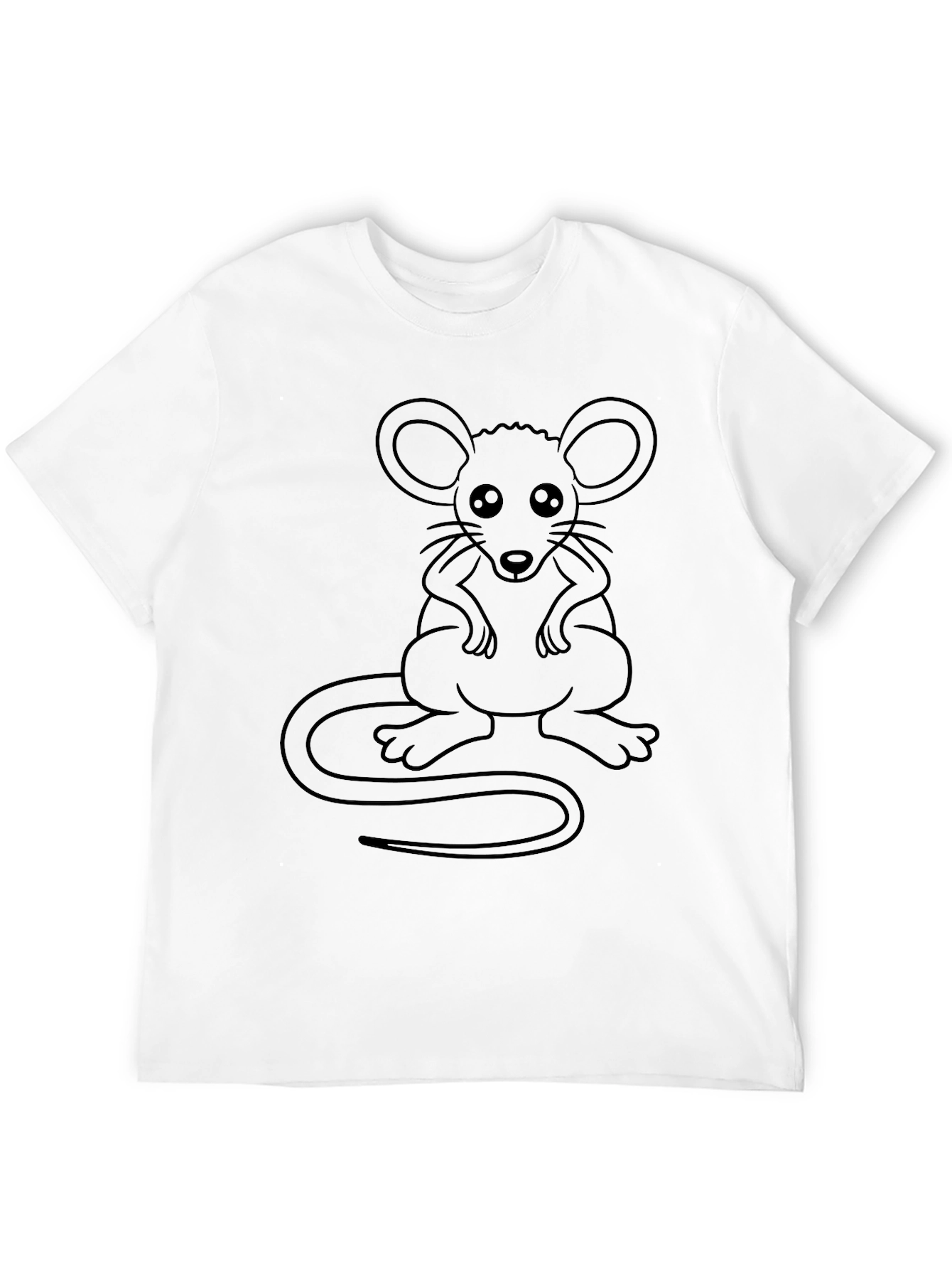 Black Graphic Tee - Cute Cartoon Mouse Design