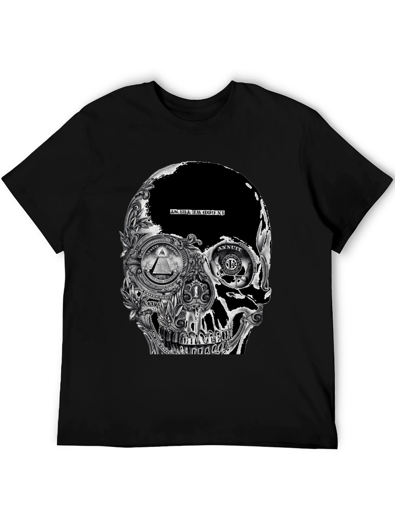Skull Dollar Bill Graphic T-Shirt - Black