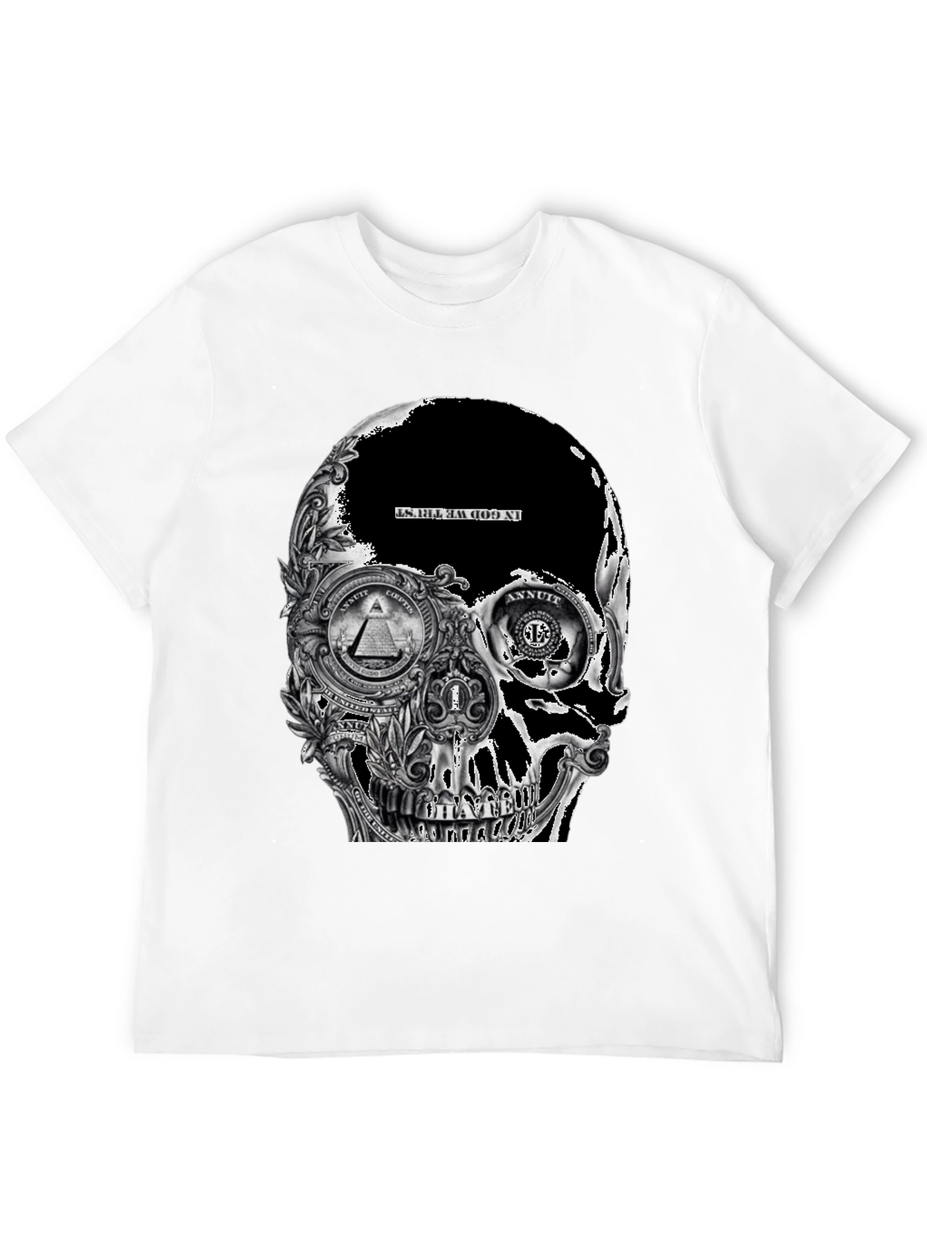 Skull Dollar Bill Graphic T-Shirt - Black