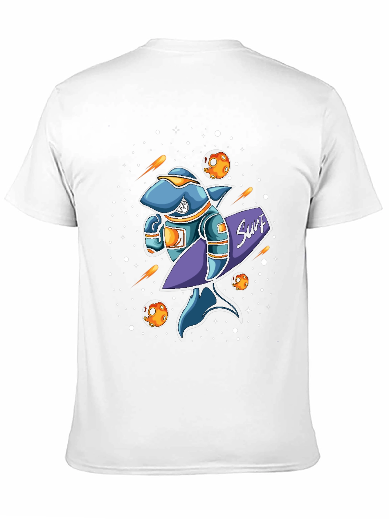 Space Shark Surfer Graphic T-Shirt