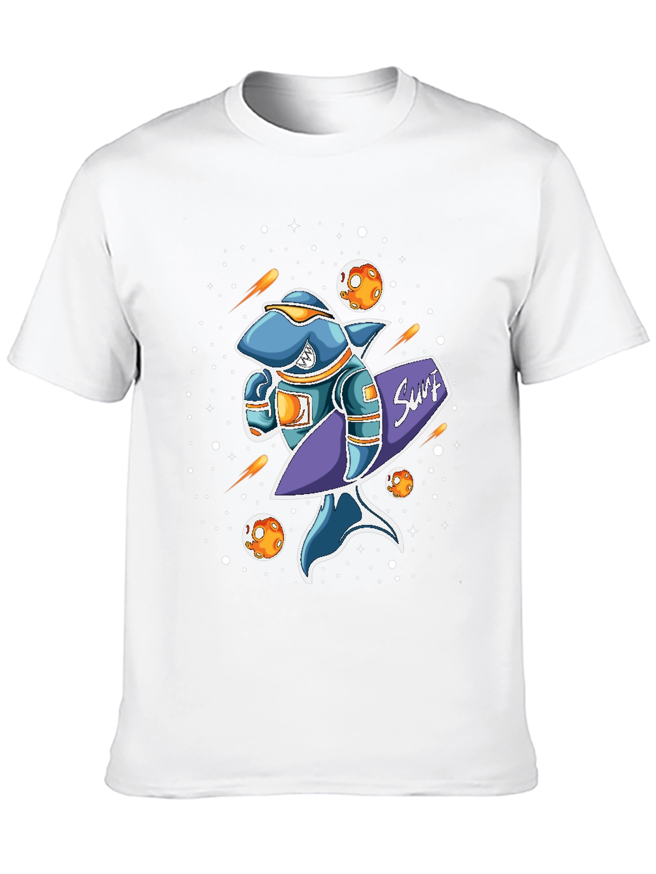Space Shark Surfer Graphic T-Shirt