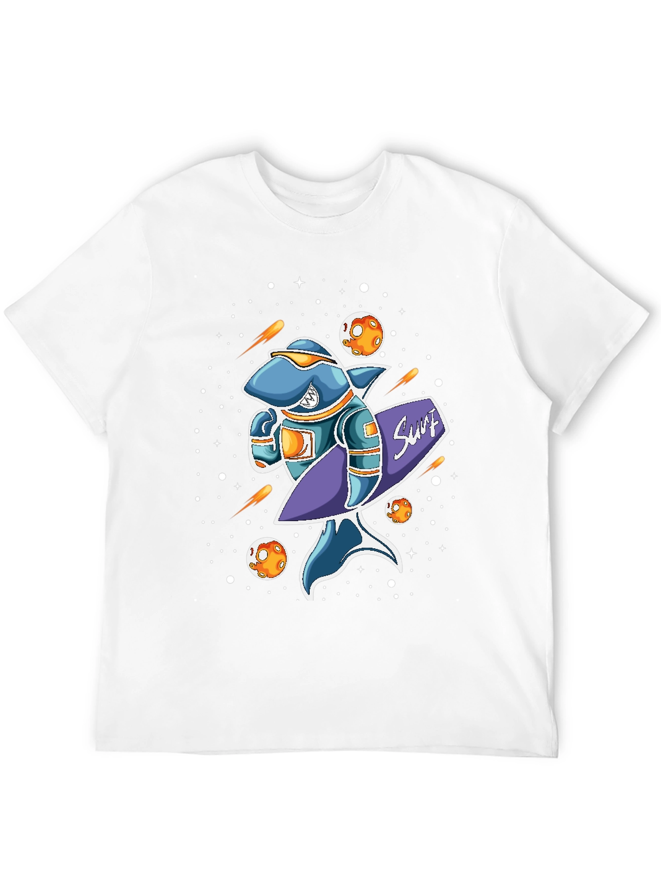 Space Shark Surfer Graphic T-Shirt
