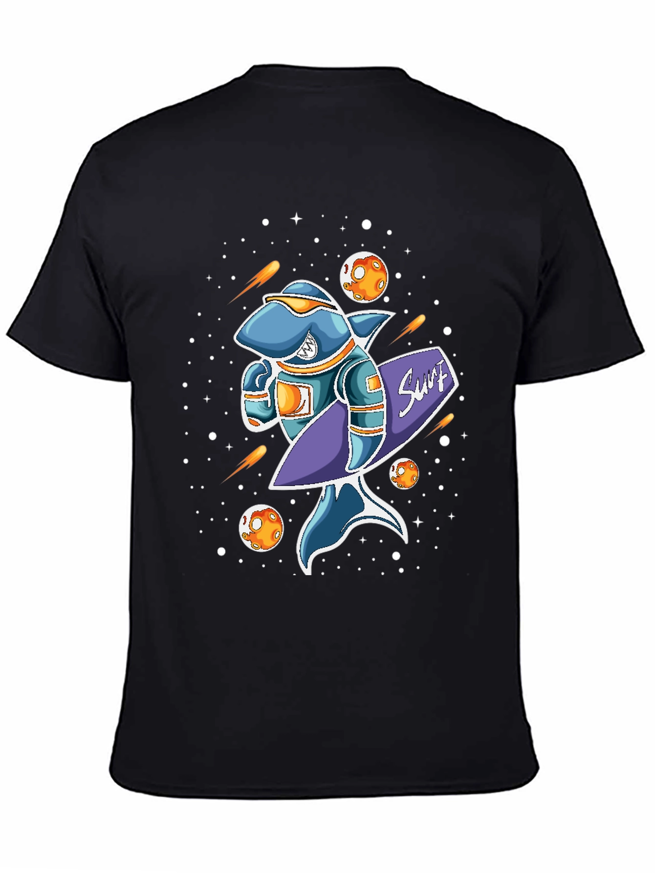 Space Shark Surfer Graphic T-Shirt