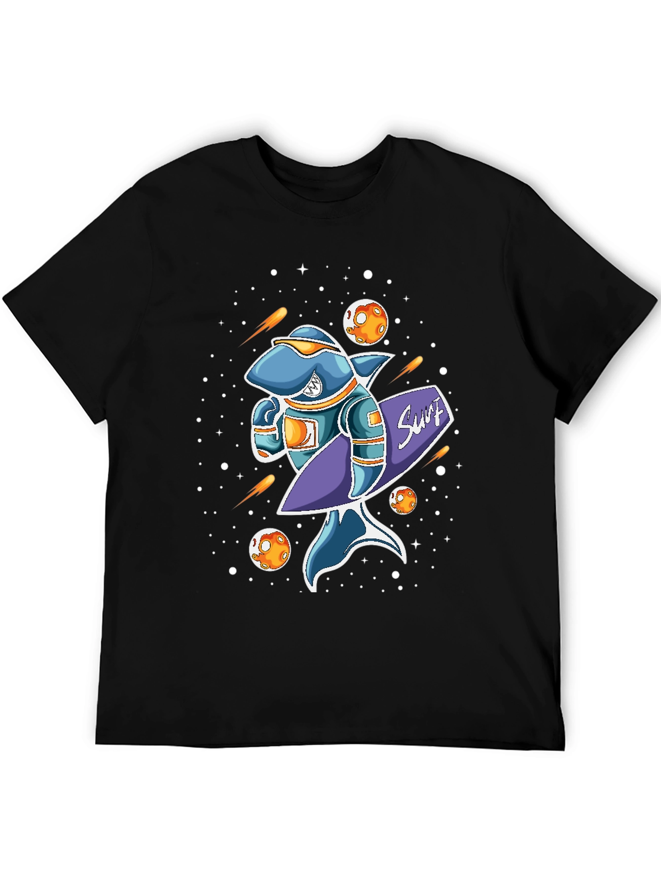 Space Shark Surfer Graphic T-Shirt